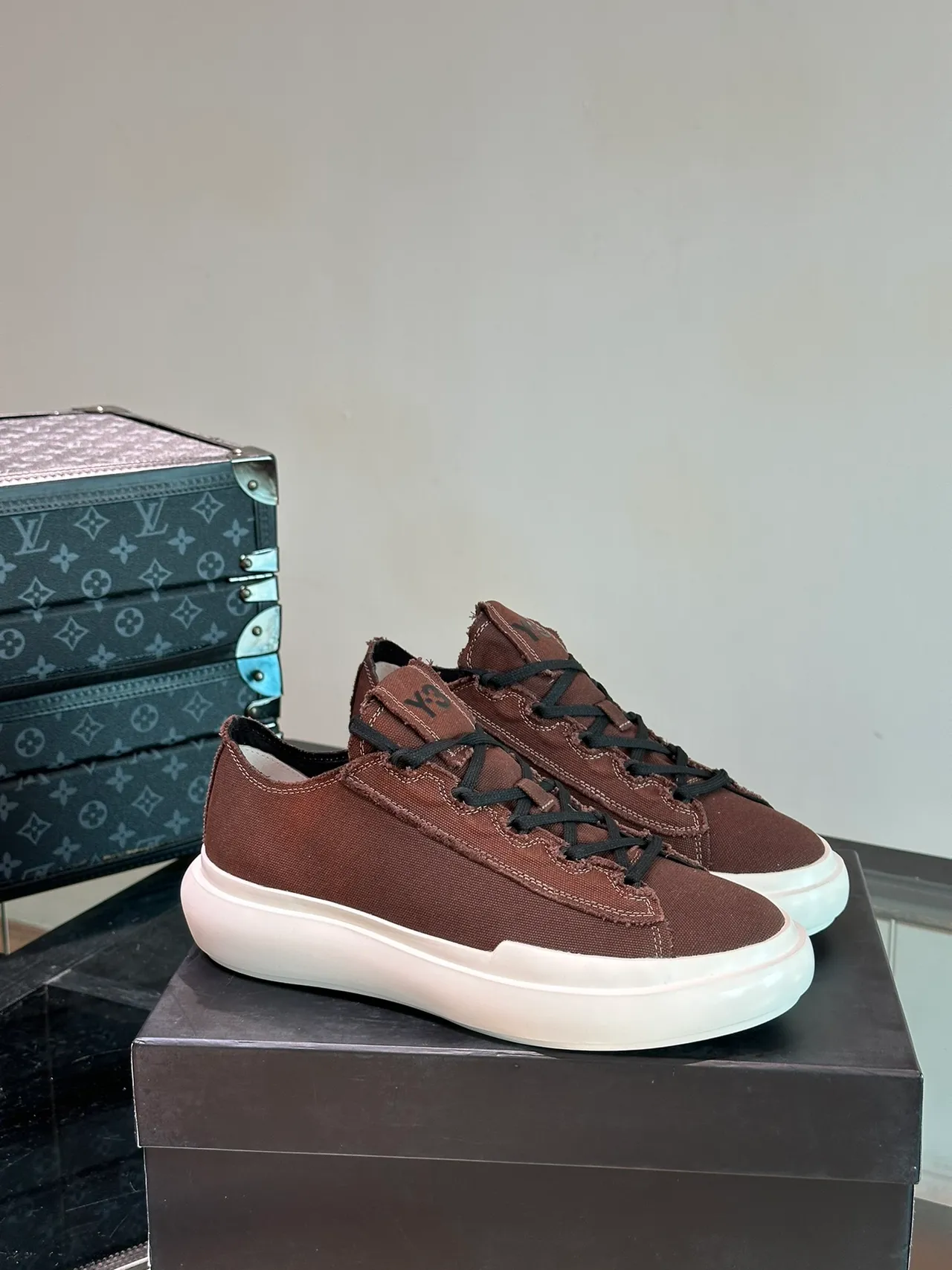 Y-3 Brown Canvas Lifestyle Sneakers