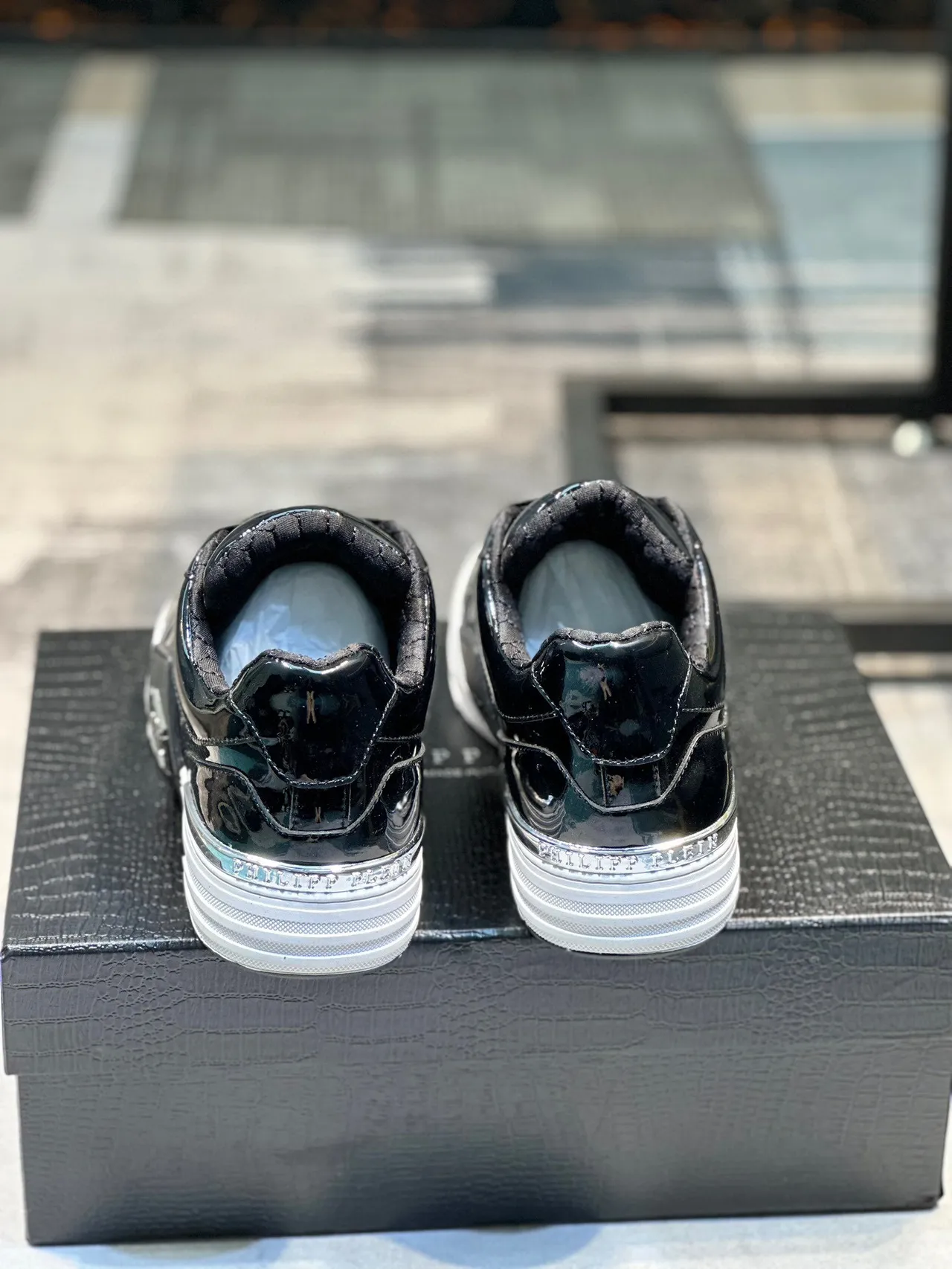 Philipp Plein Super Street Black Patent Leather Lifestyle Sneakers