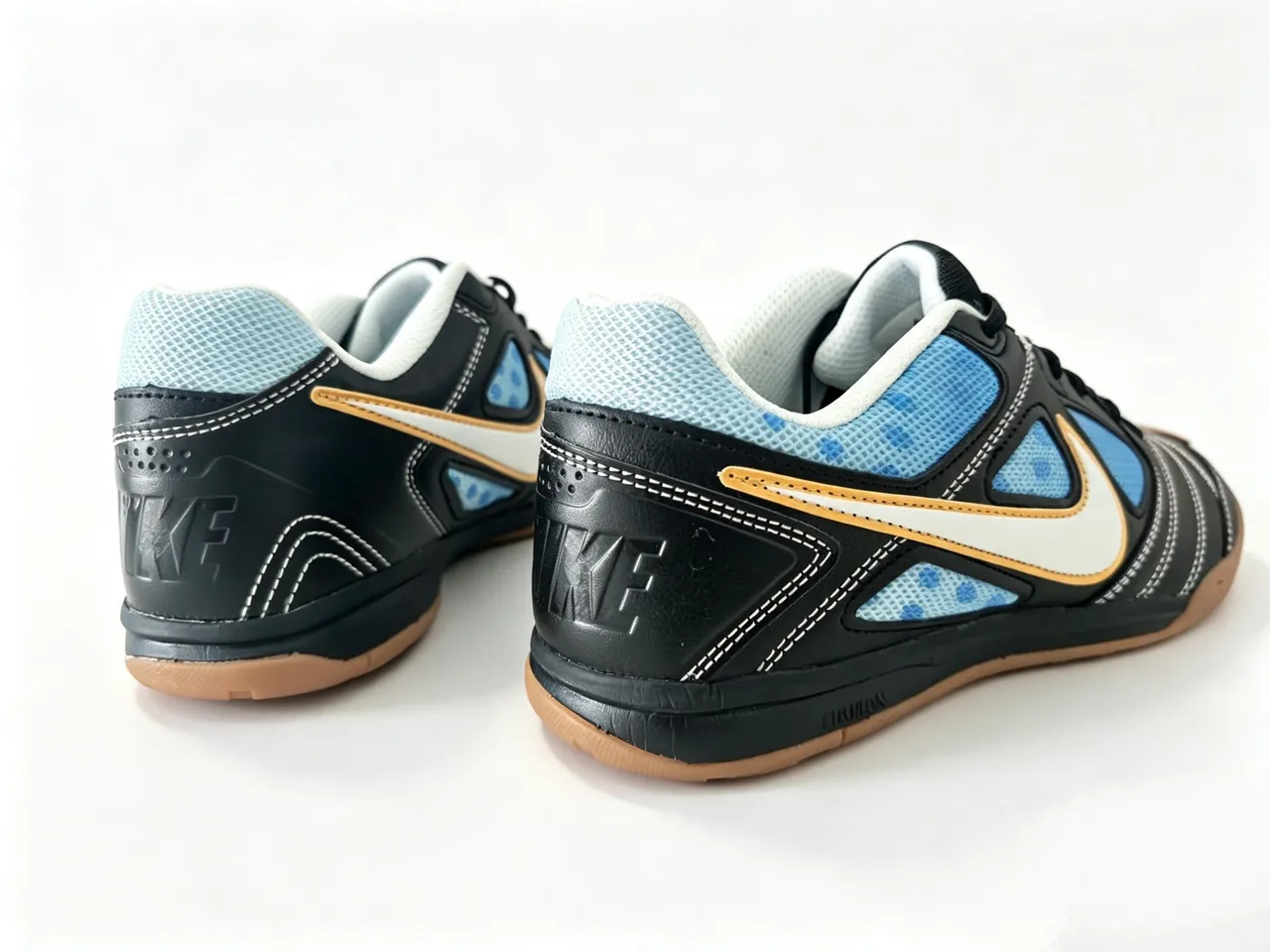 Nike Black Blue Low-Top Gum Rubber Outsole Indoor Soccer Shoes
