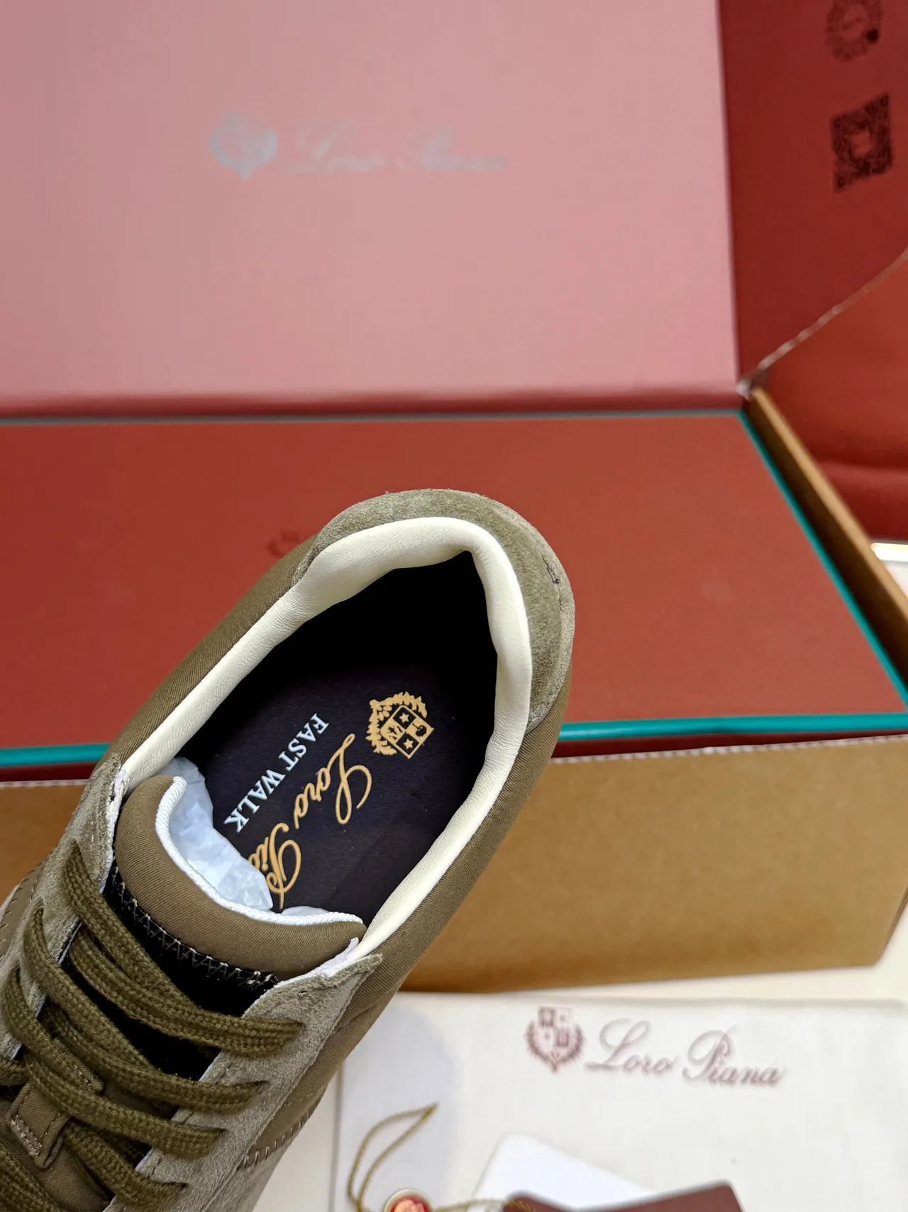 Loro Piana Olive Green Suede Lifestyle Sneakers