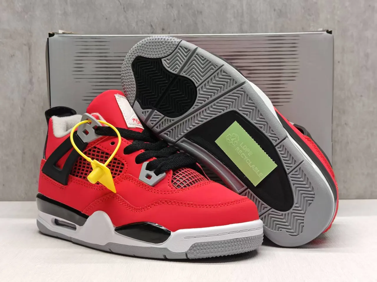 Air Jordan 4 Red Black Gray Basketball Shoes
