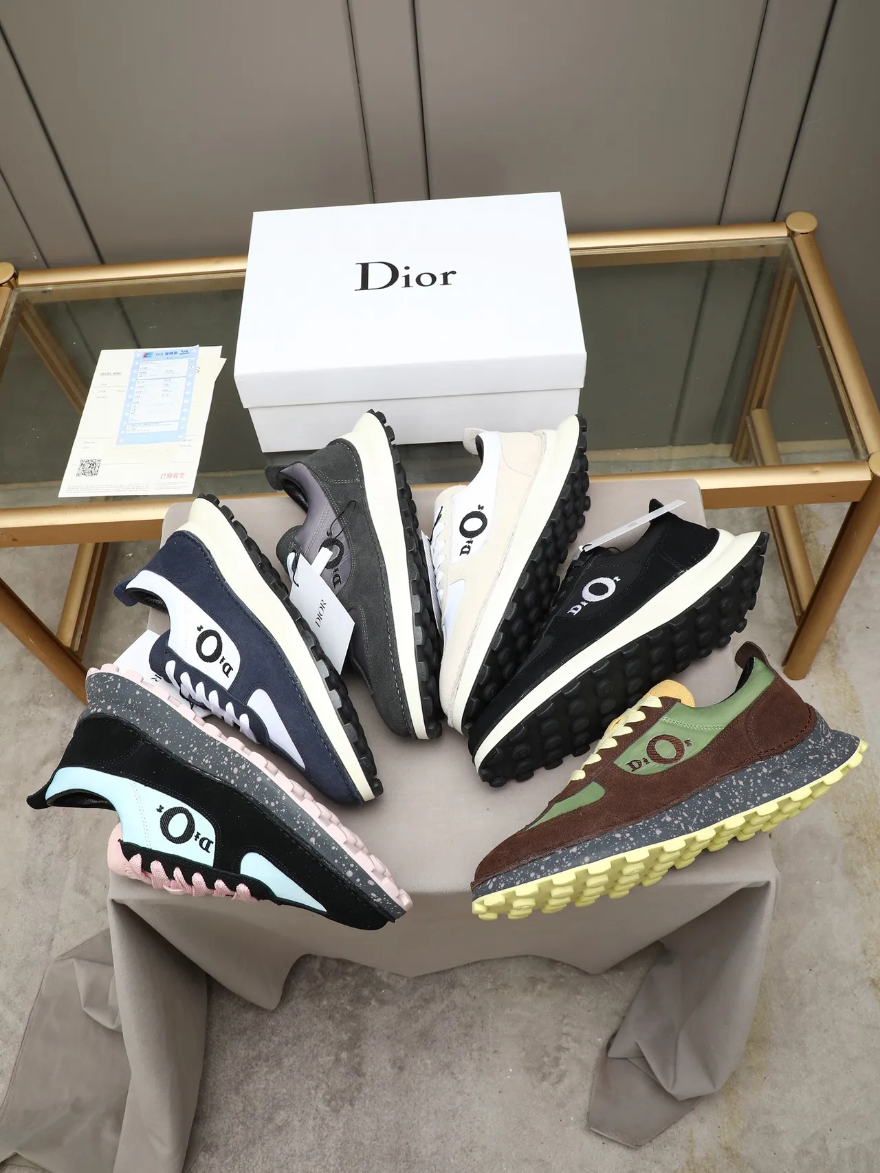 Dior B27 Navy White Colorblock Suede And Synthetic Upper Chunky Sneakers