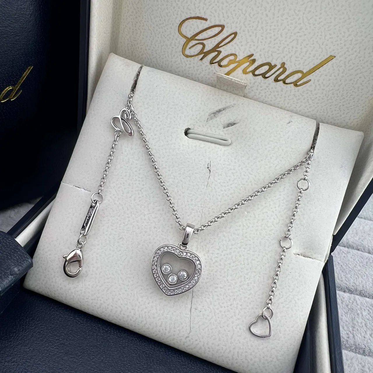 Chopard Happy Hearts Heart-Shaped Pavé Diamond Floating Charm Necklaces