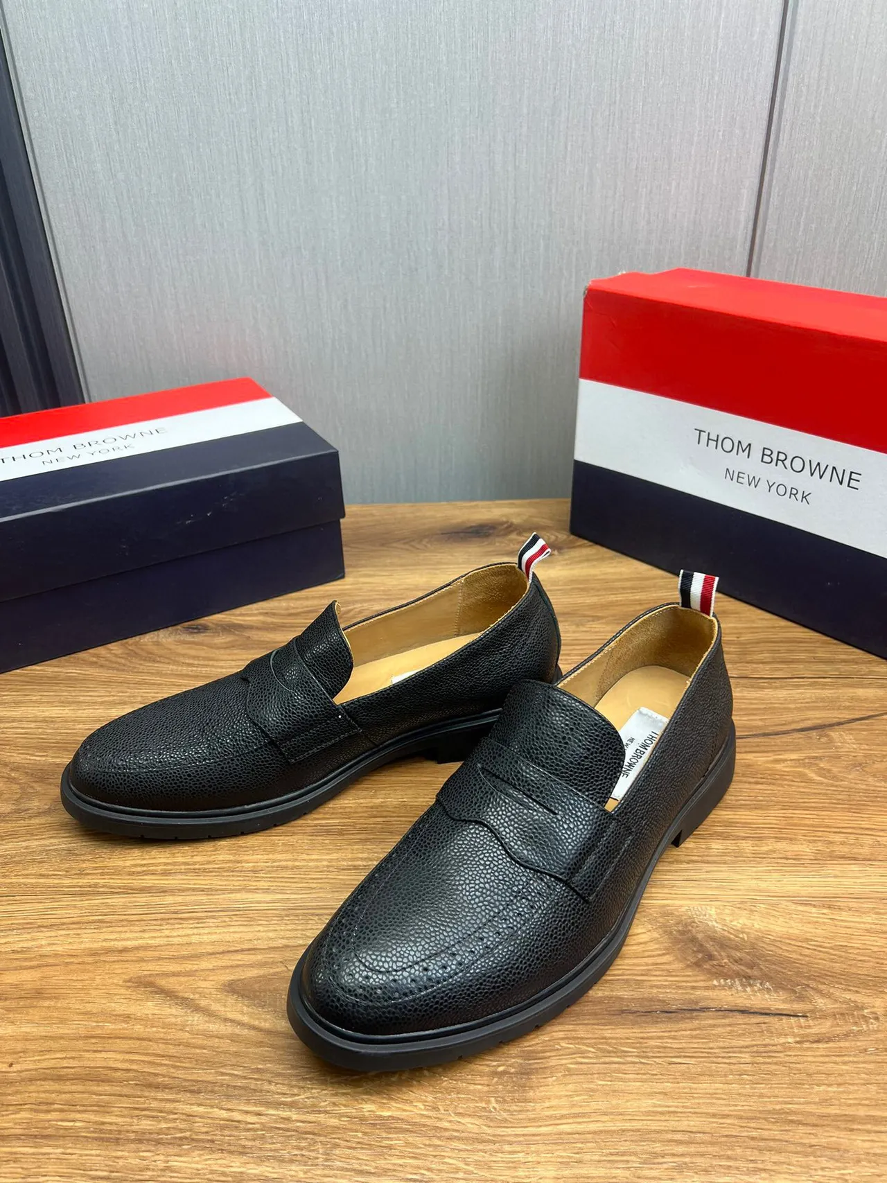 Thom Browne Penny Loafer Black Pebbled Leather Loafers