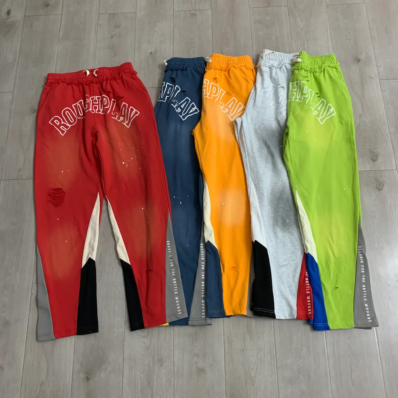 Roughplay Distressed Color-Blocked Sweatpants