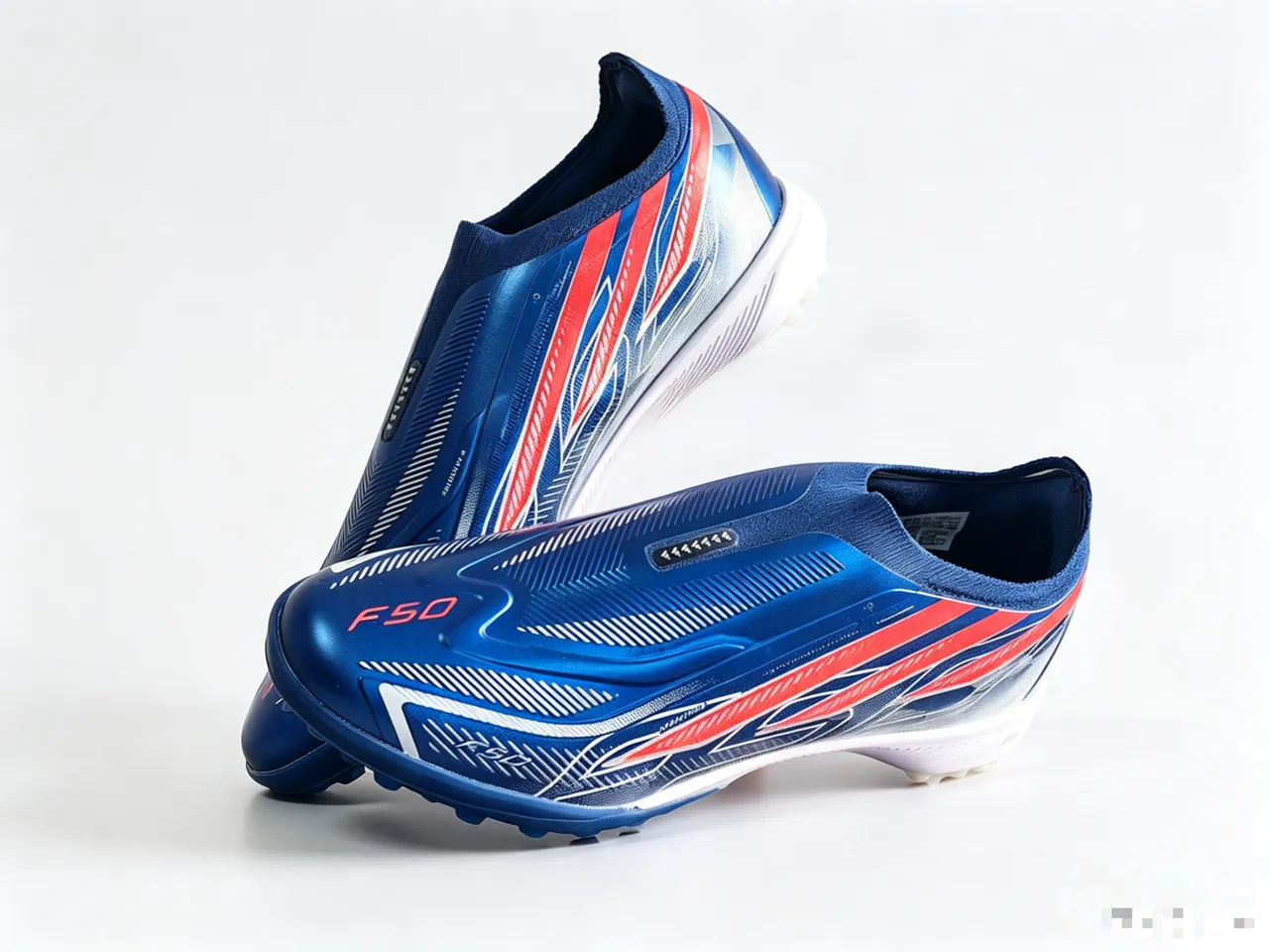 Adidas Blue Red Sock-Fit Upper Conical Studs Turf Soccer Shoes
