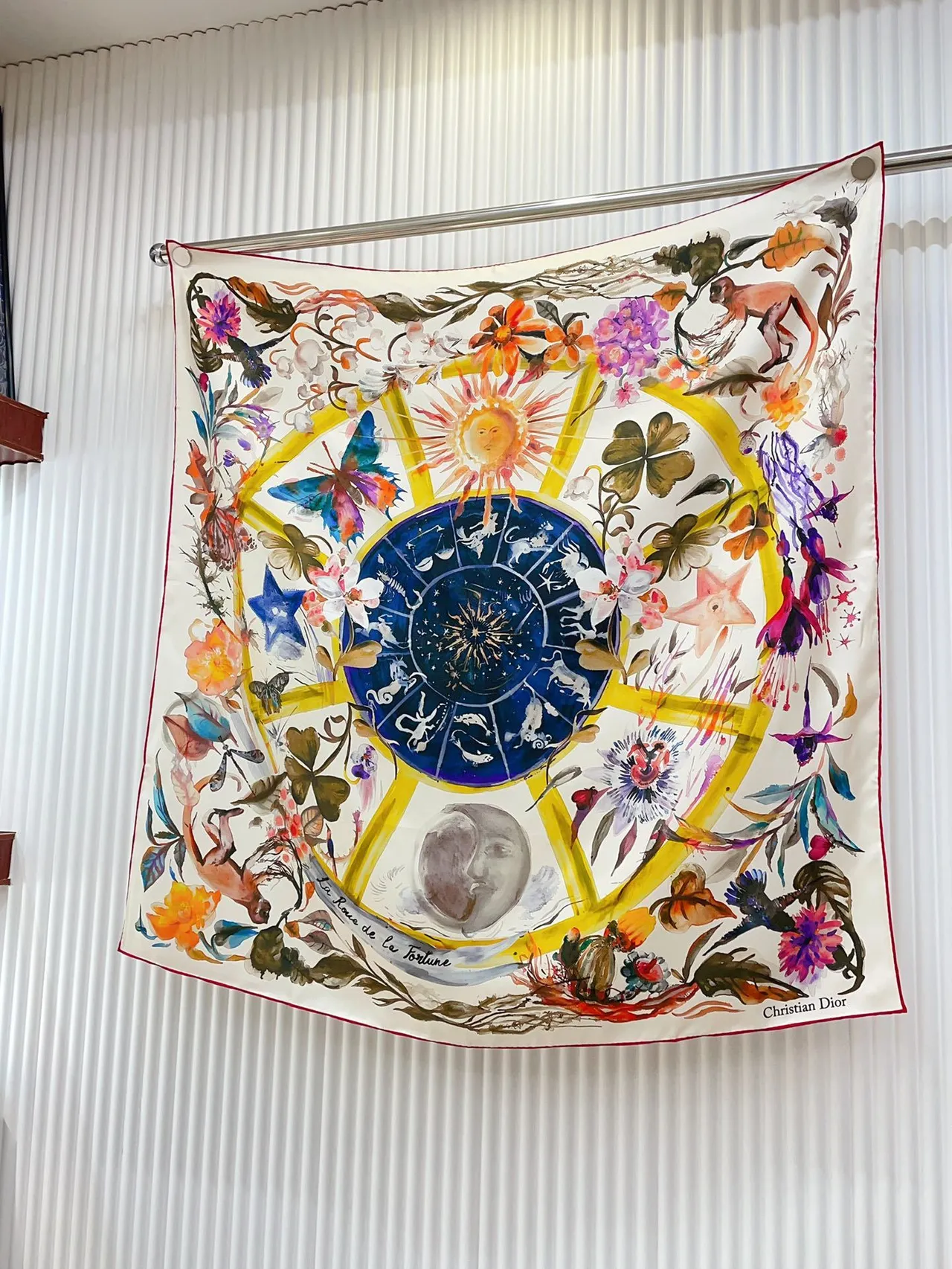 Dior Floral Watercolor Print Silk Scarf