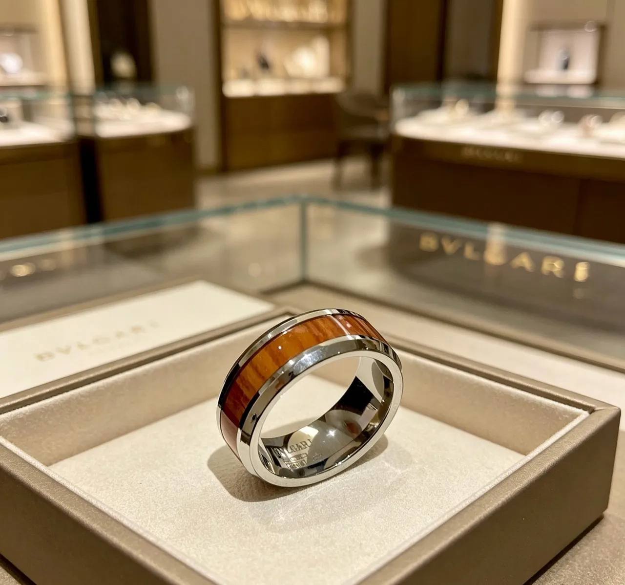 Bvlgari Wood Inlay Wide Band Ring