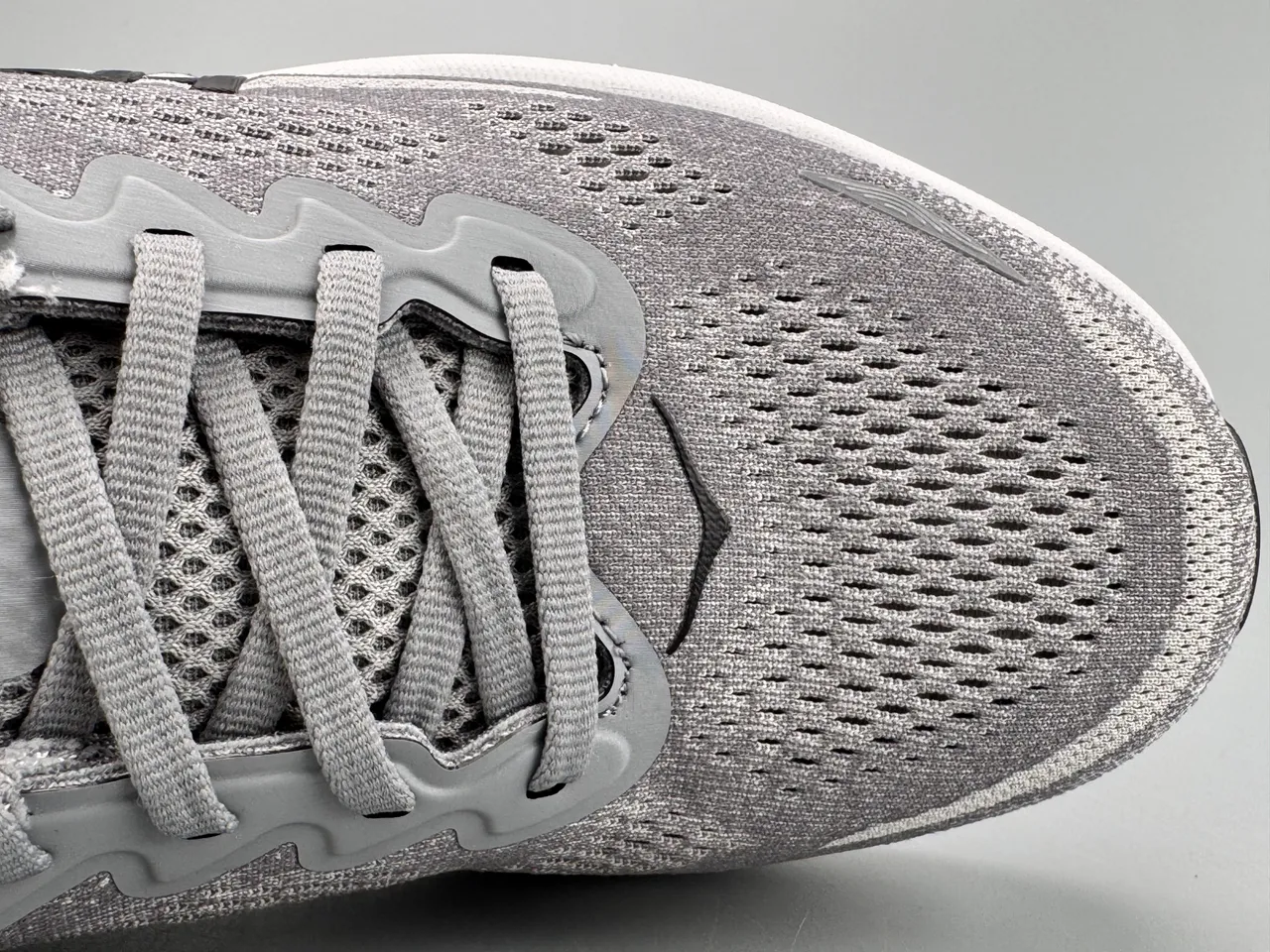 Hoka Clifton Gray White Engineered Knit Upper Thick Midsole Running Shoes