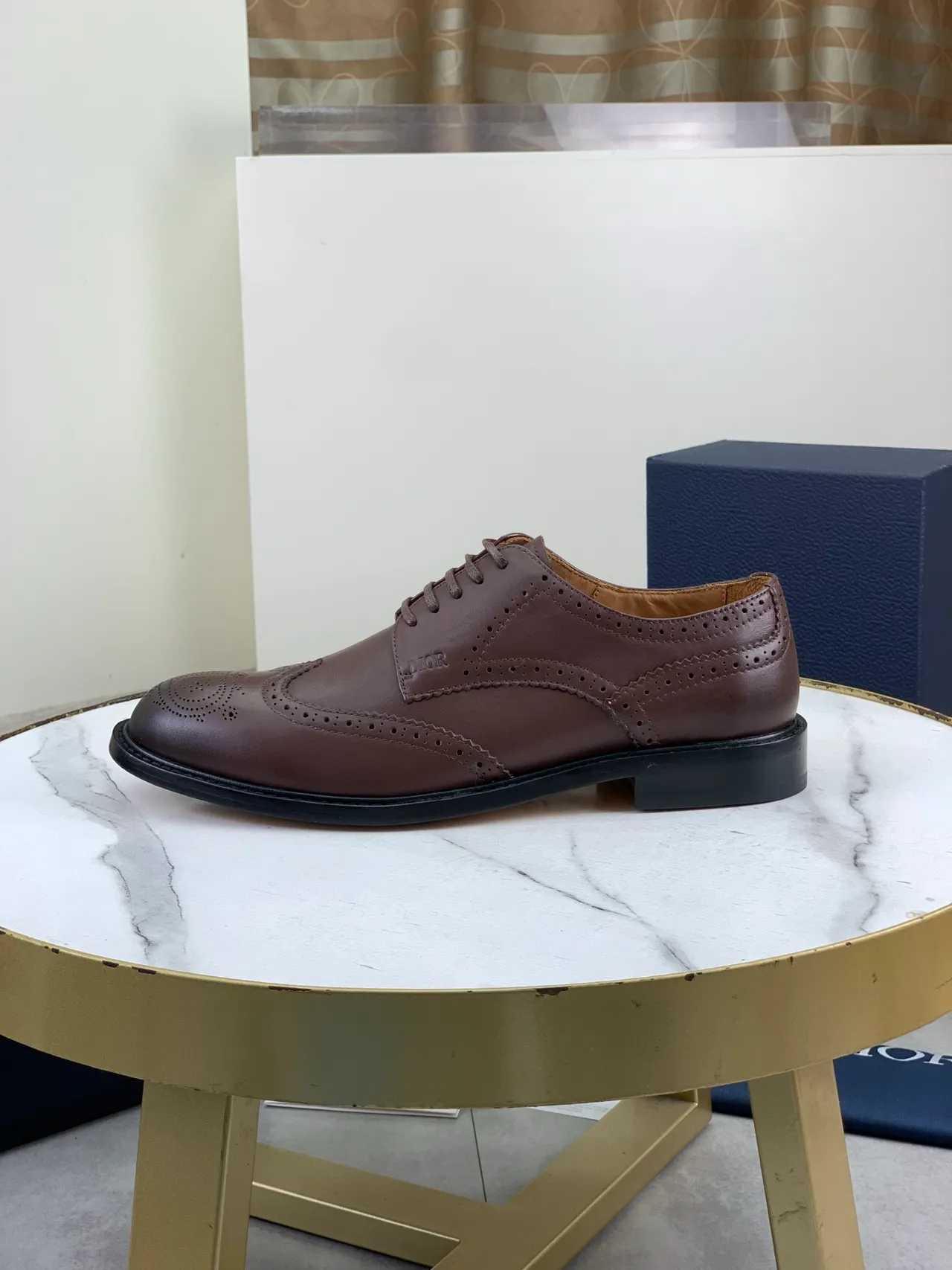 Dior Brown Black Wingtip Lace-Up Oxford Construction Brogue