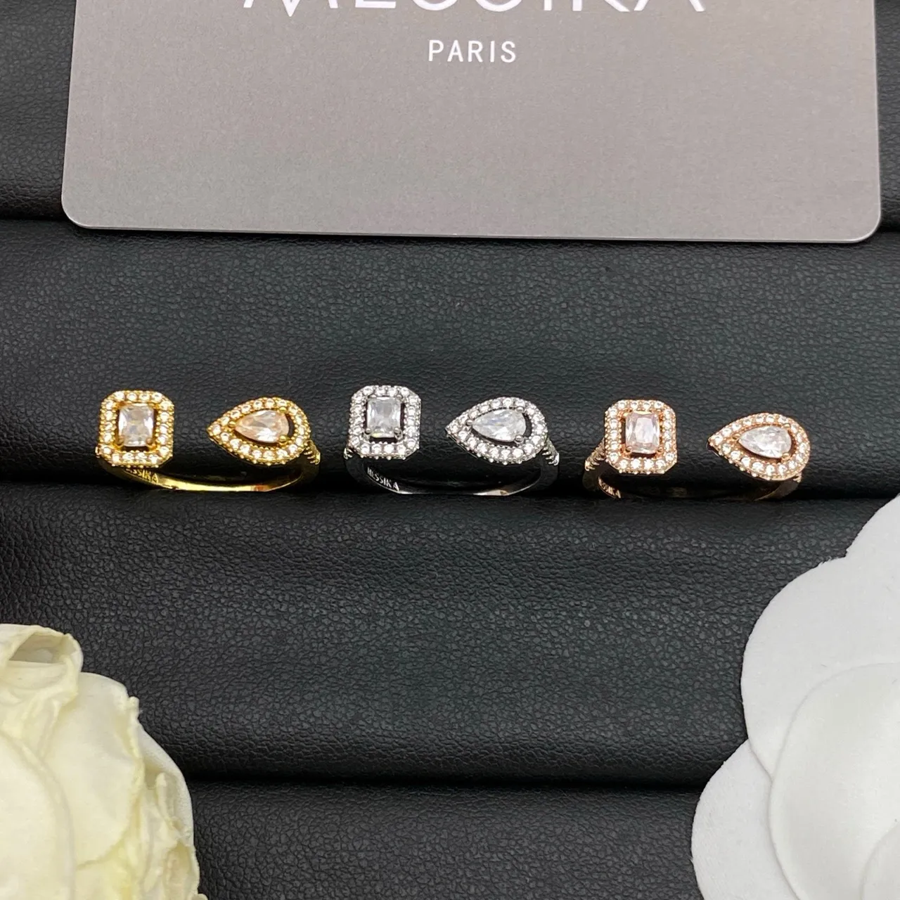 Messika Gold Silver Pavé-Halo Open-Band Ring