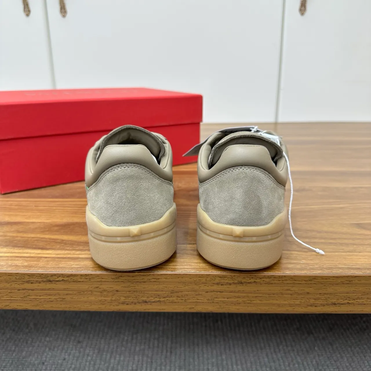 Valentino Beige Navy Suede Upper Side Stripe Lifestyle Sneakers