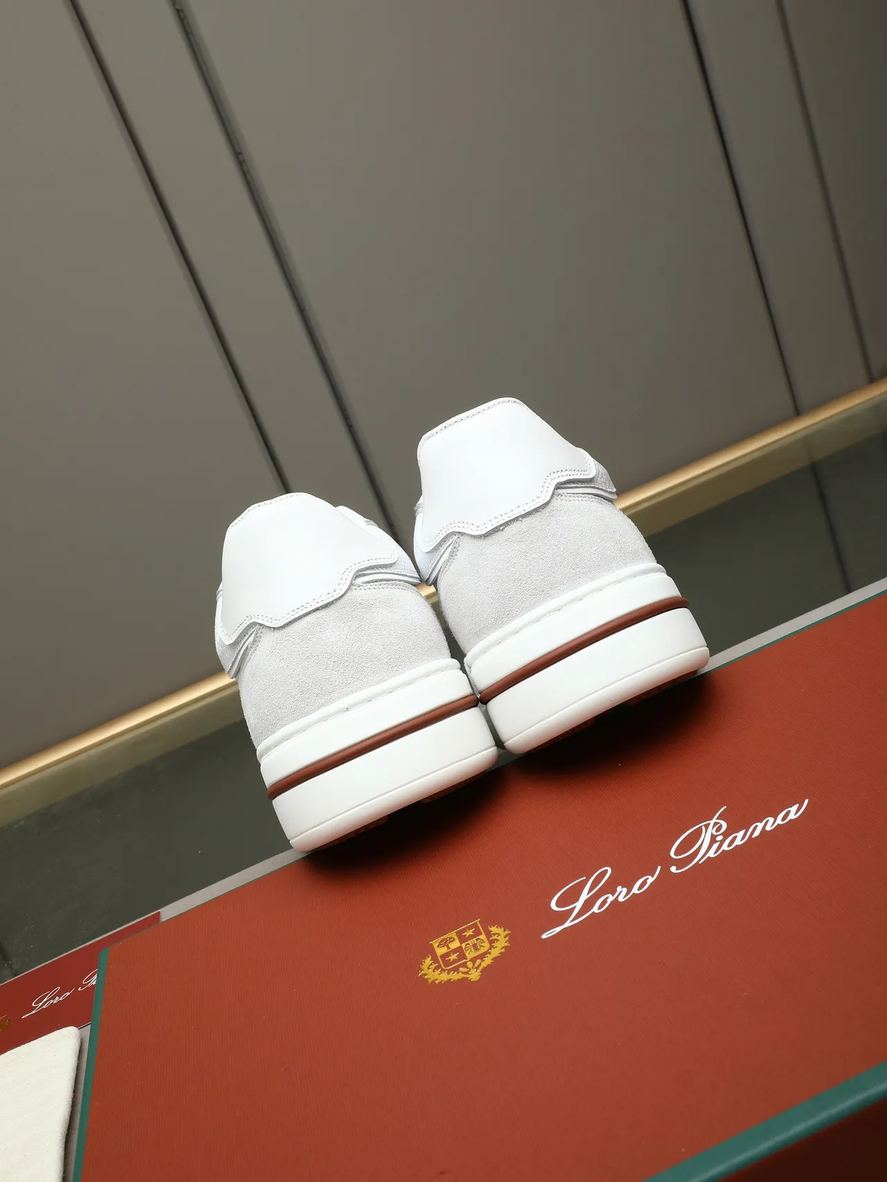 Loro Piana White Textured Leather and Suede Platform Sneaker