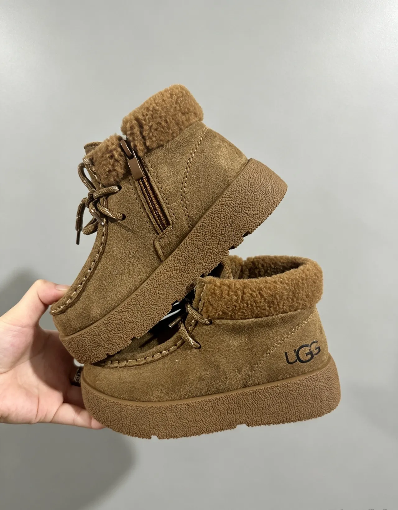 UGG Platform Shearling-Lined Suede Ankle Snow Boots