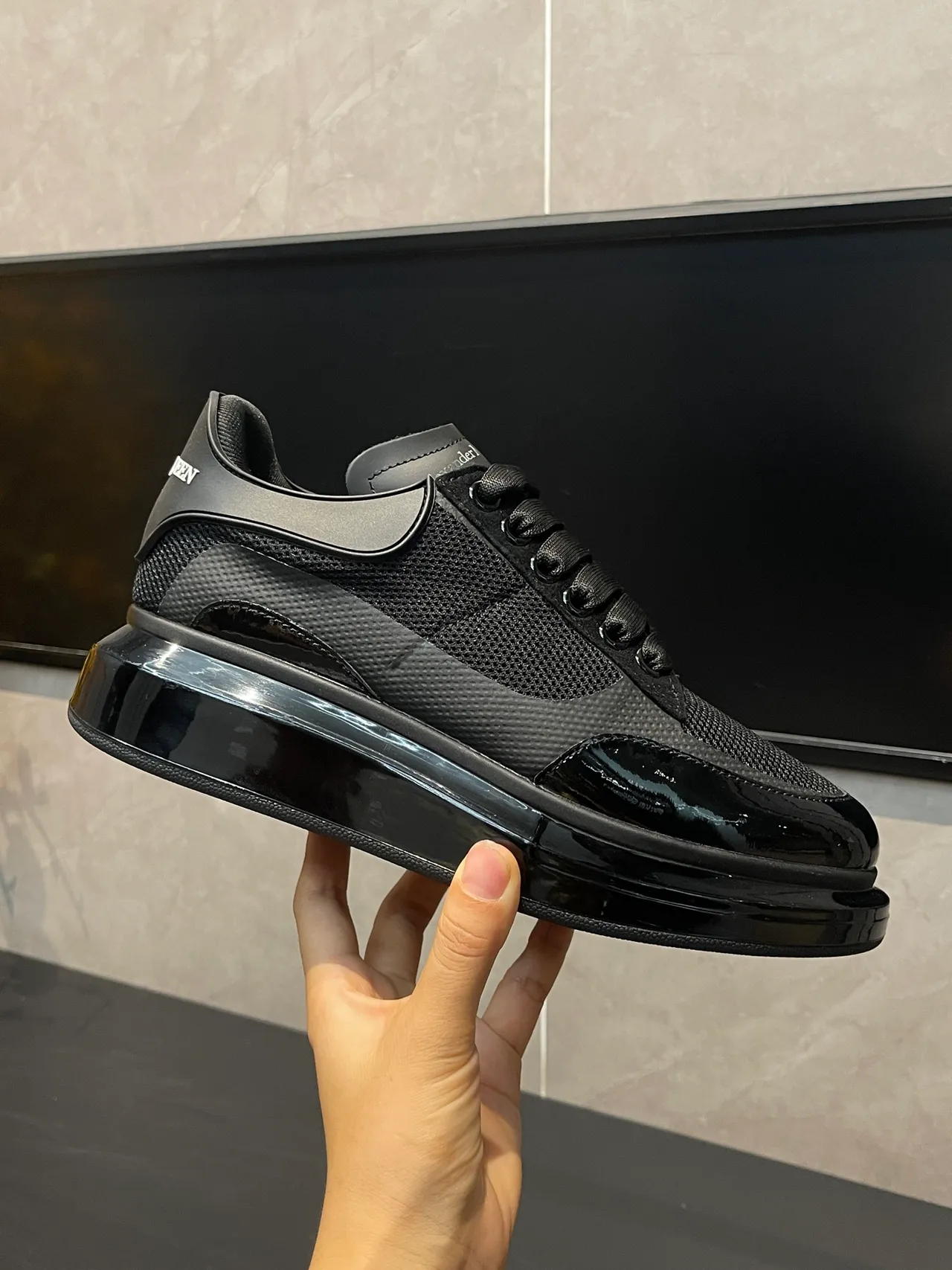 Alexander McQueen Oversized Sneaker Black Mesh Lifestyle Sneakers