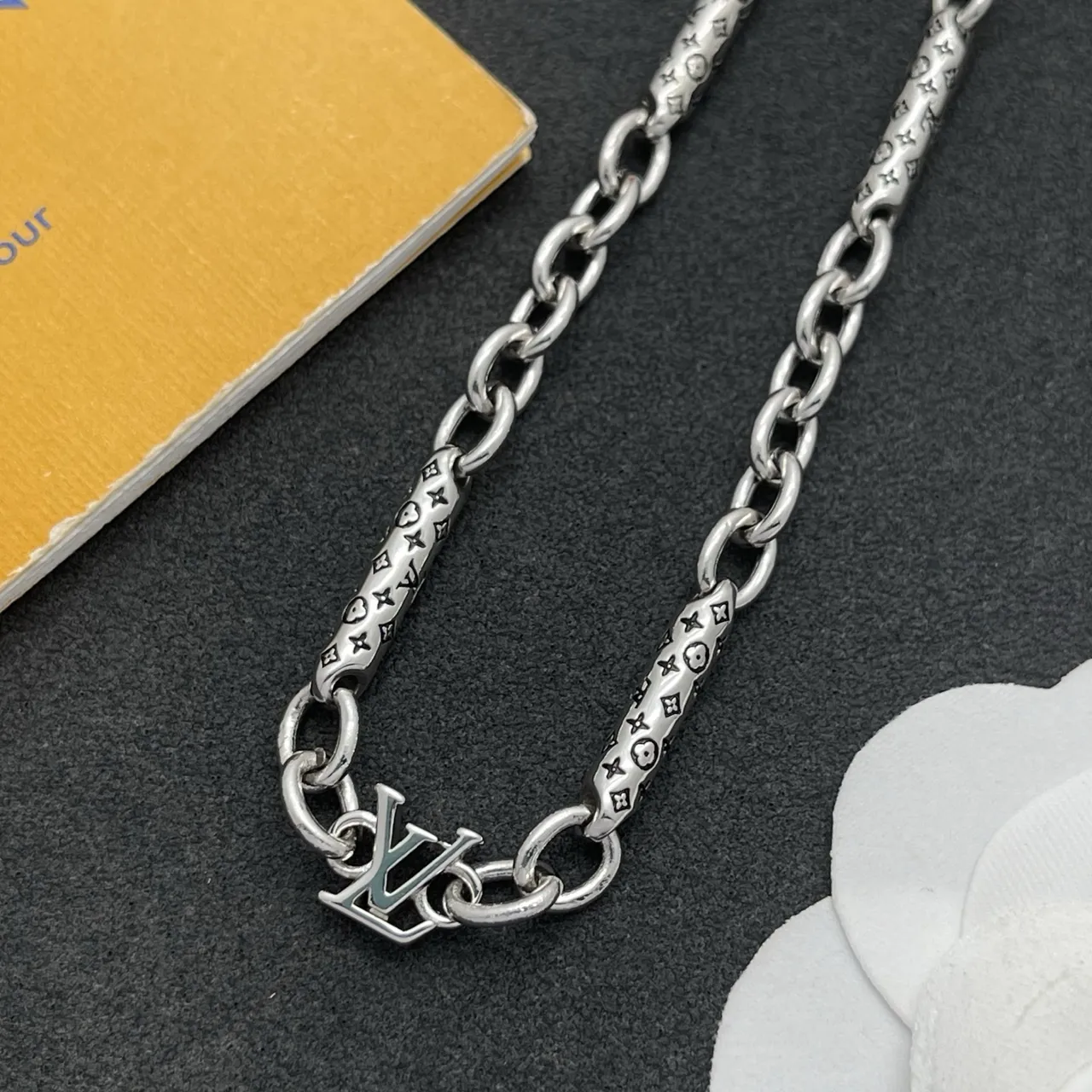 Louis Vuitton Monogram Chain Silver-Tone Link Necklace