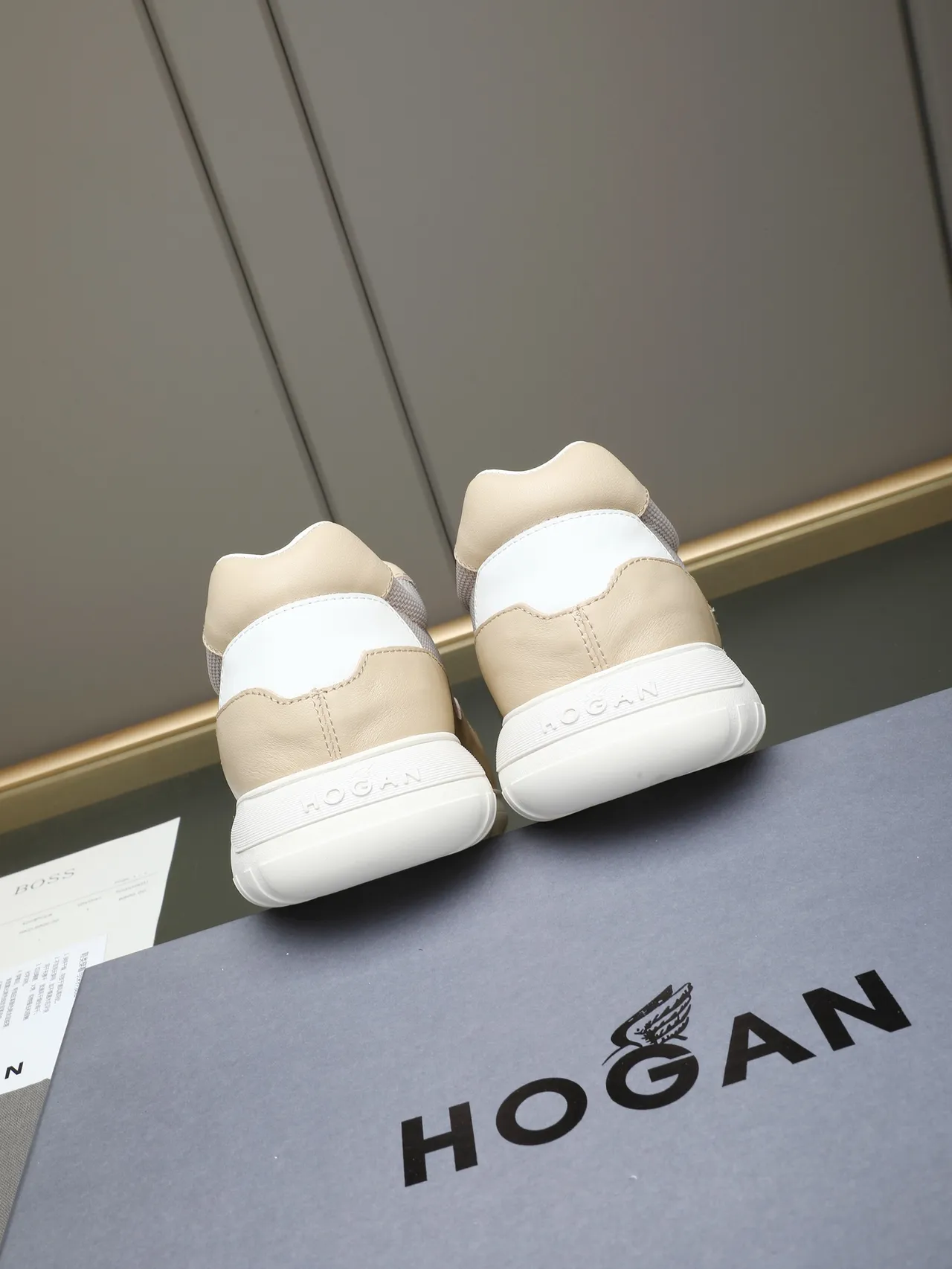 Hogan H-Logo Beige and Gray Lifestyle Sneakers