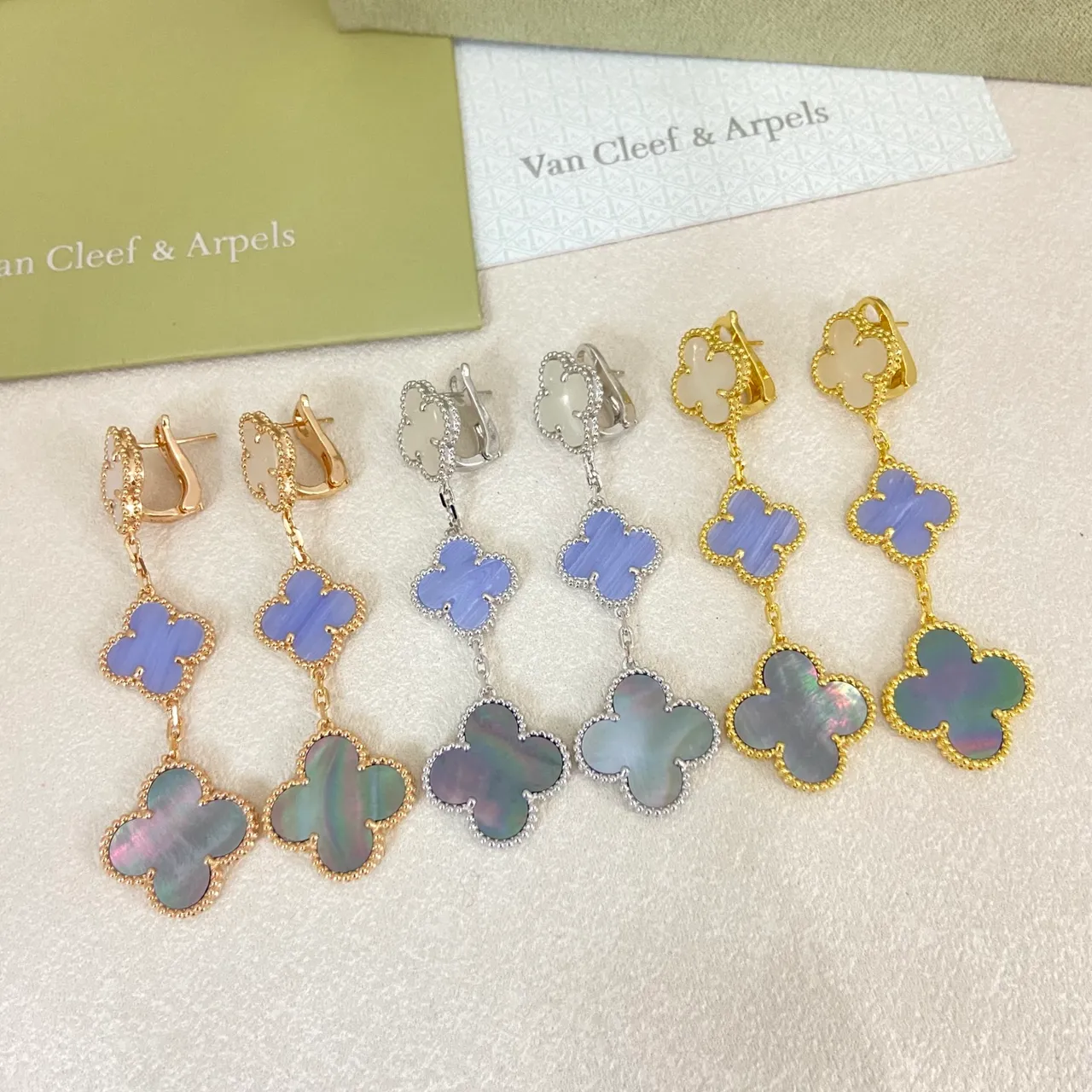 Van Cleef & Arpels Alhambra Four-Leaf Clover Dangling Earrings