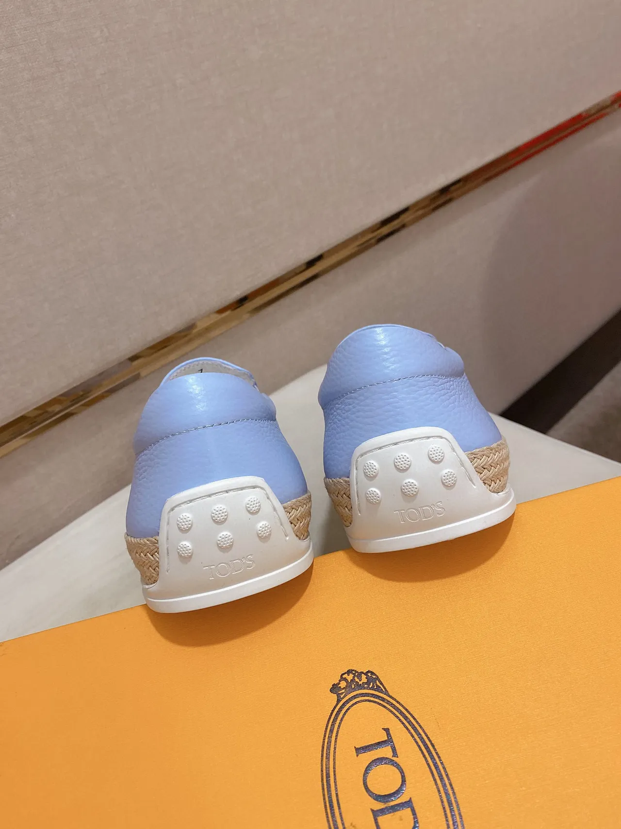 Light Blue Pebbled Leather Slip-On Boat Shoe