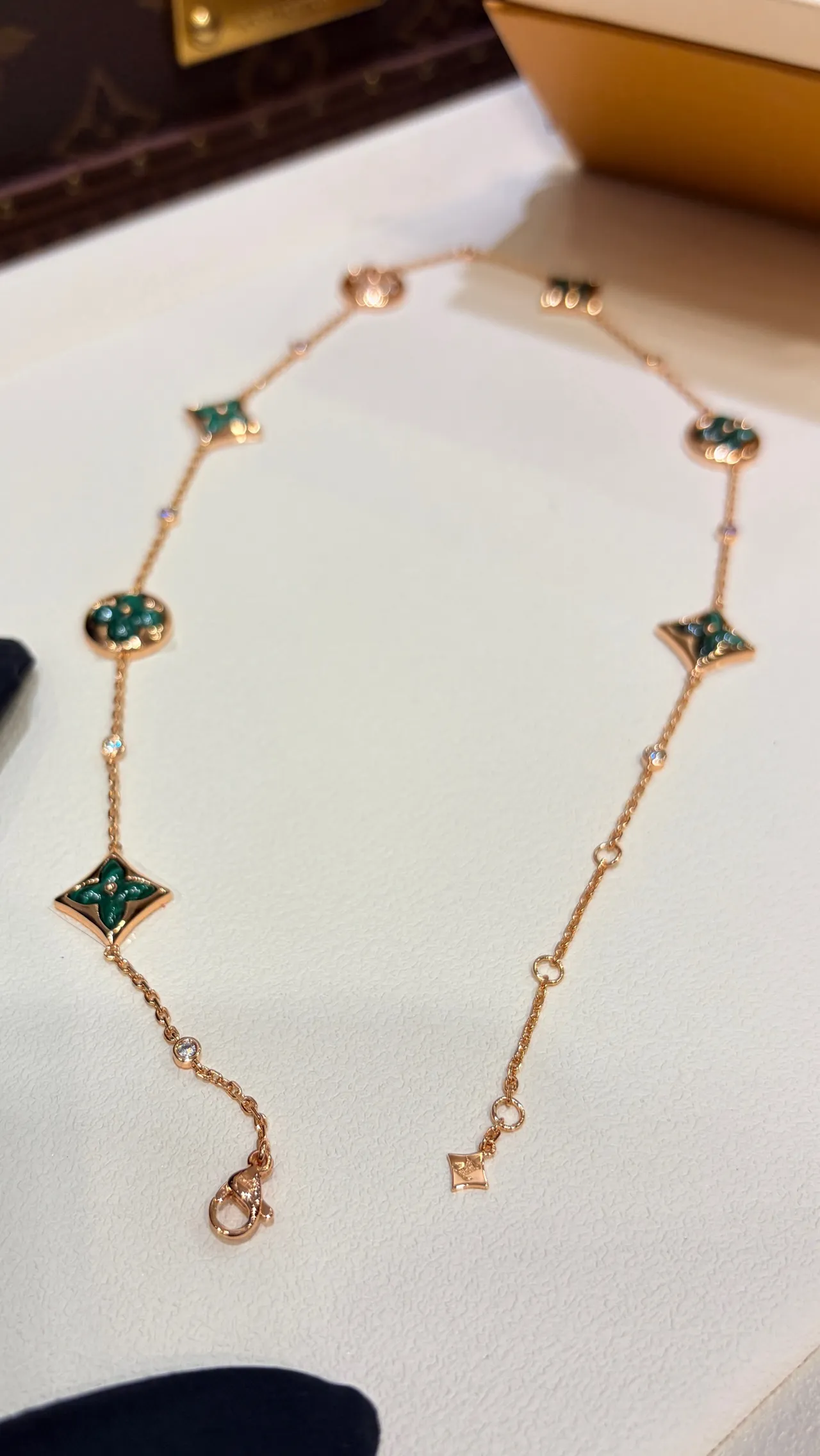 Louis Vuitton Contemplation Green Enamel and Diamond Necklace