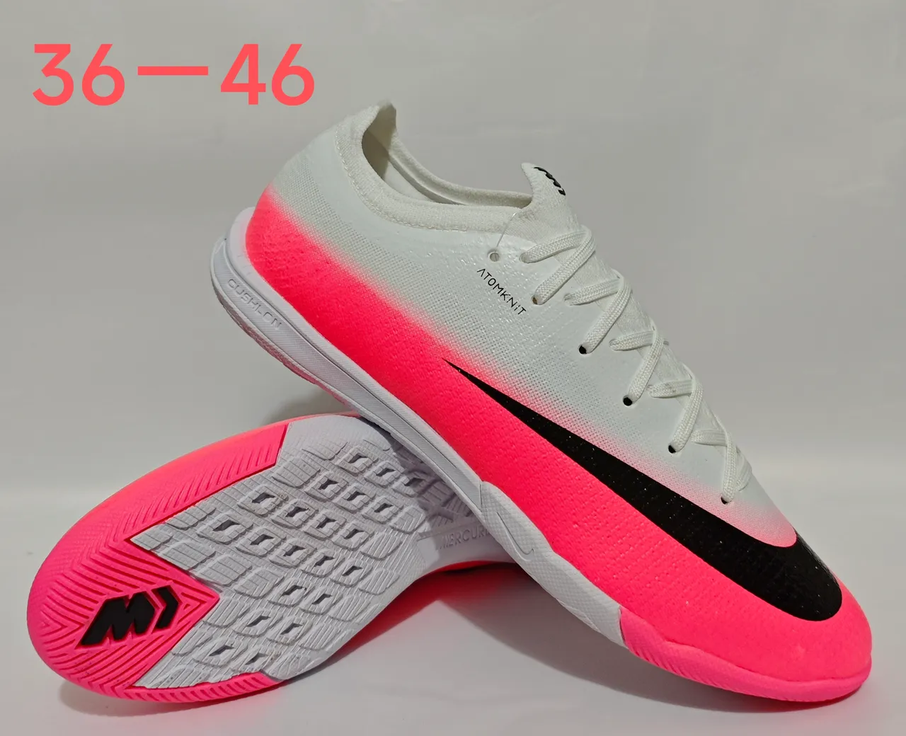 Nike Mercurial White Pink Low-Cut Knit Upper Gradient Fade Indoor Soccer Shoes