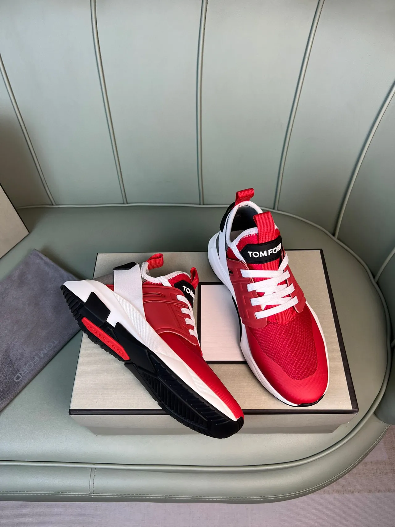 Tom Ford Red and White Lifestyle Sneaker