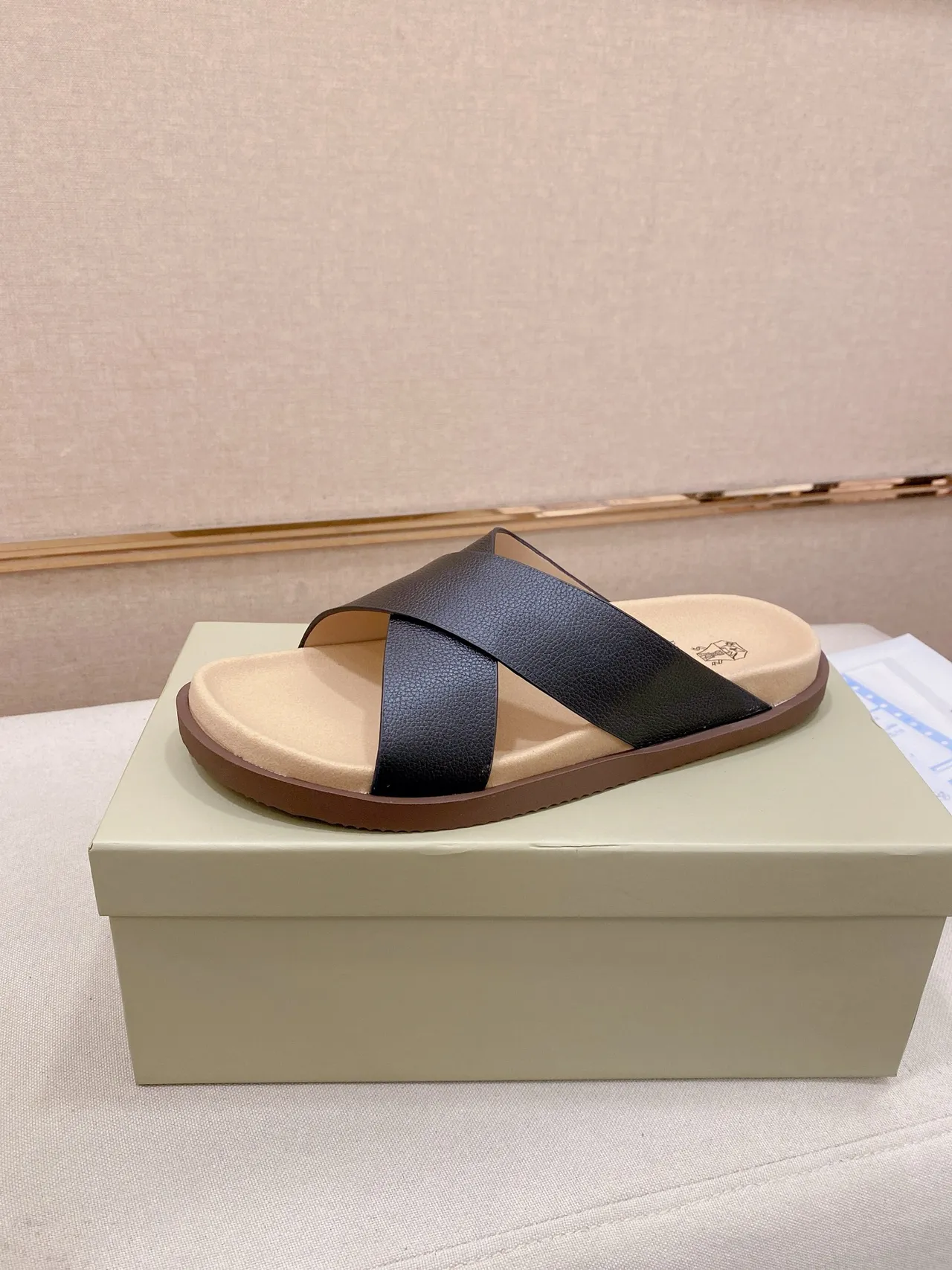 Brunello Cucinelli Crisscross Strap Flat Slide Casual Sandals