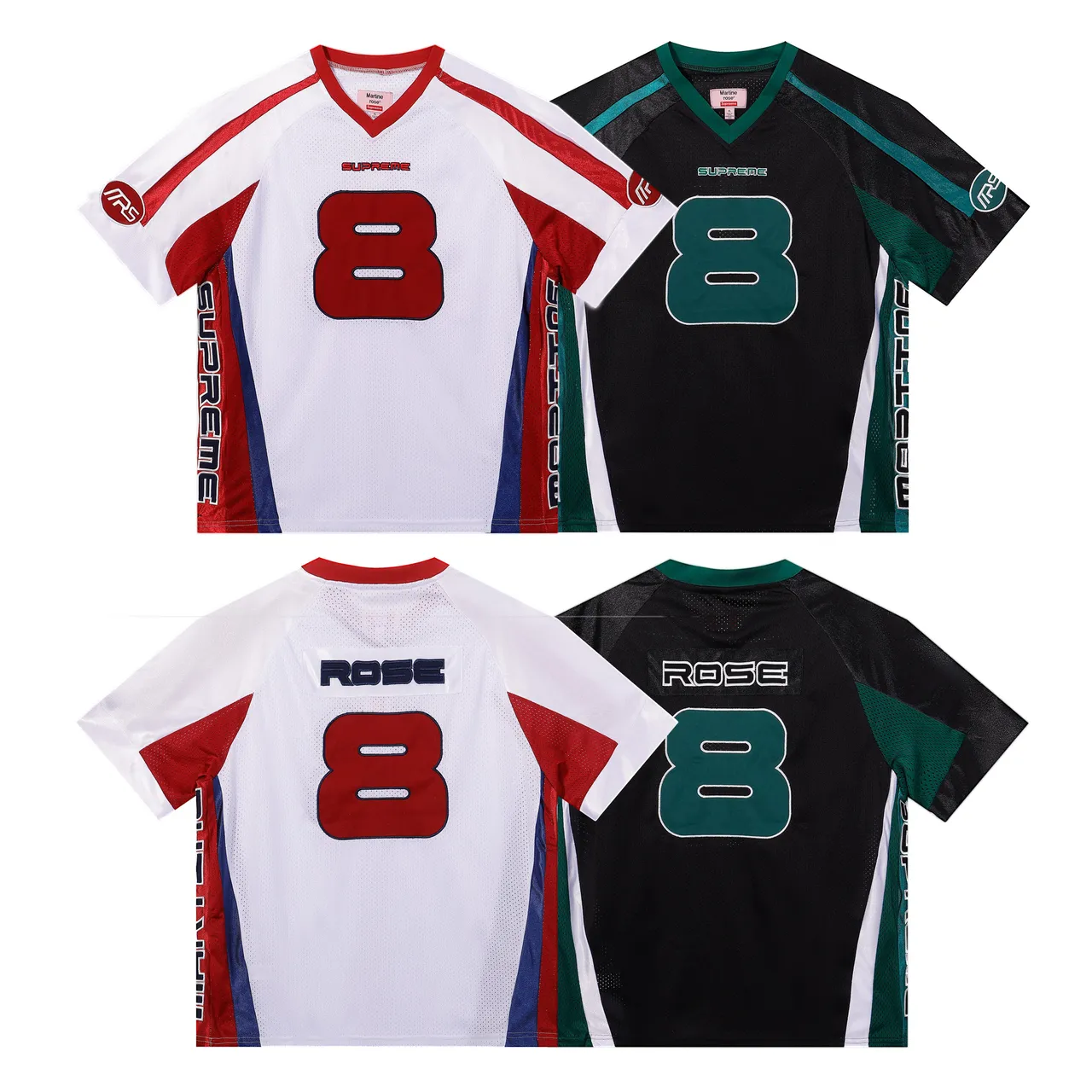 Supreme Rose Collaboration White Red V-Neck Mesh Construction Jersey