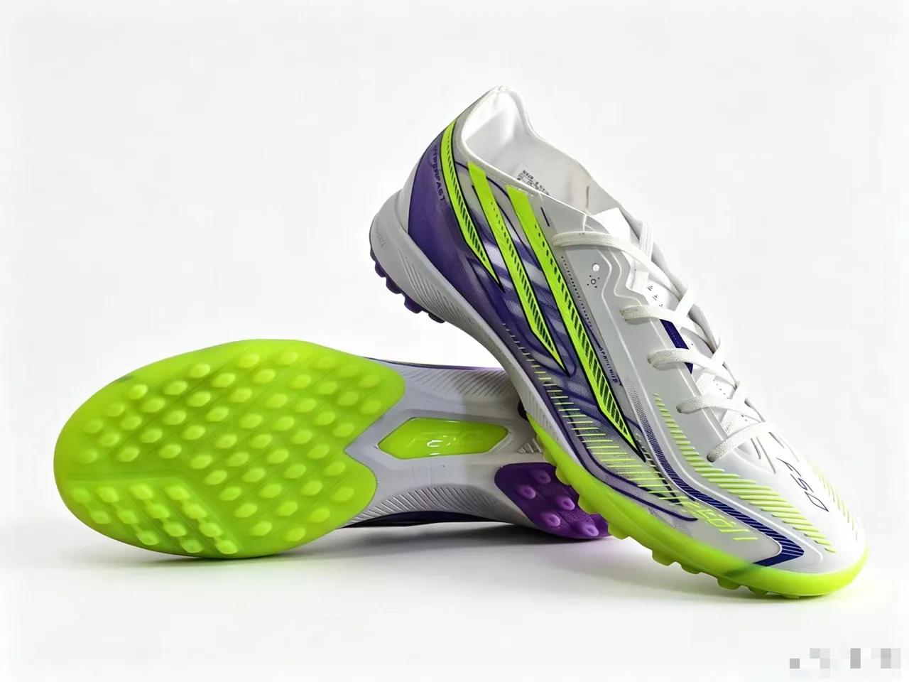 Adidas White Purple Low-Cut Synthetic Upper Molded Turf Studs Artificial-Grass Soccer Shoes