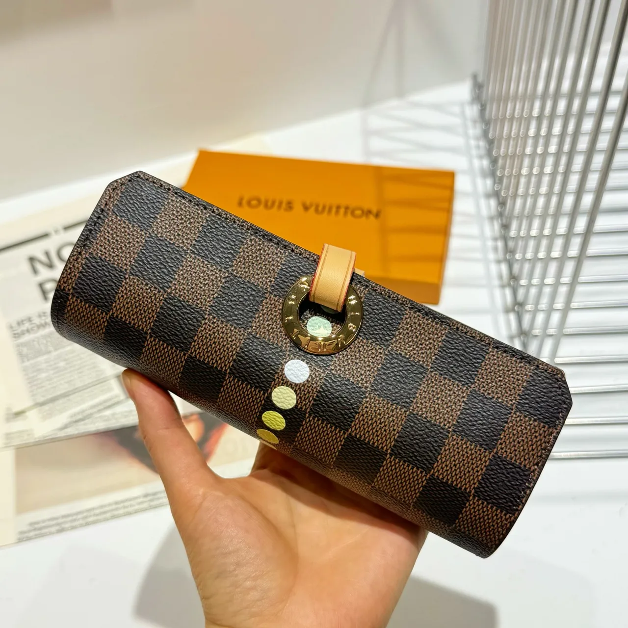 Louis Vuitton Brown Gold Cylindrical Rigid Case Damier Ebène Canvas Tote Bag