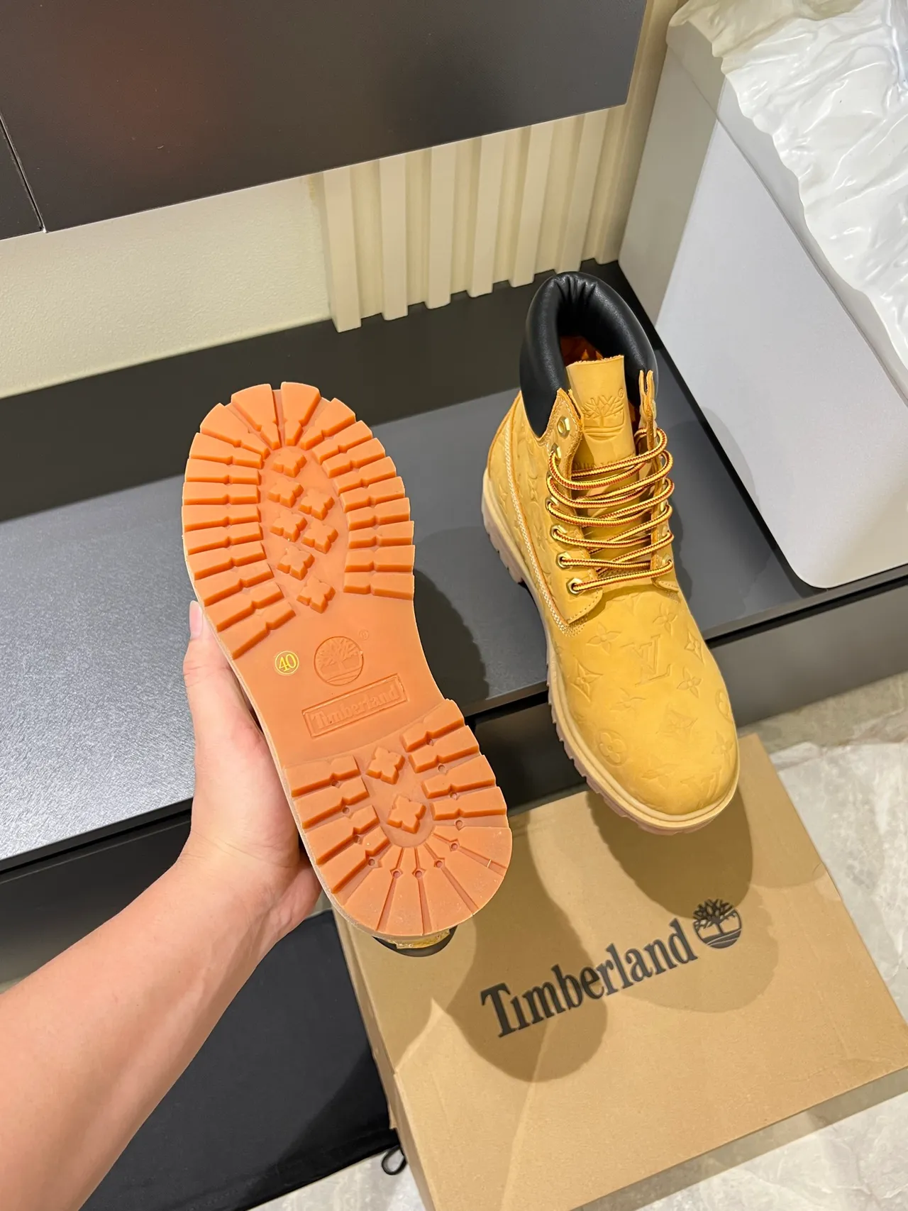 Timberland Premium 6-Inch Embossed Monogram Wheat Work Boots