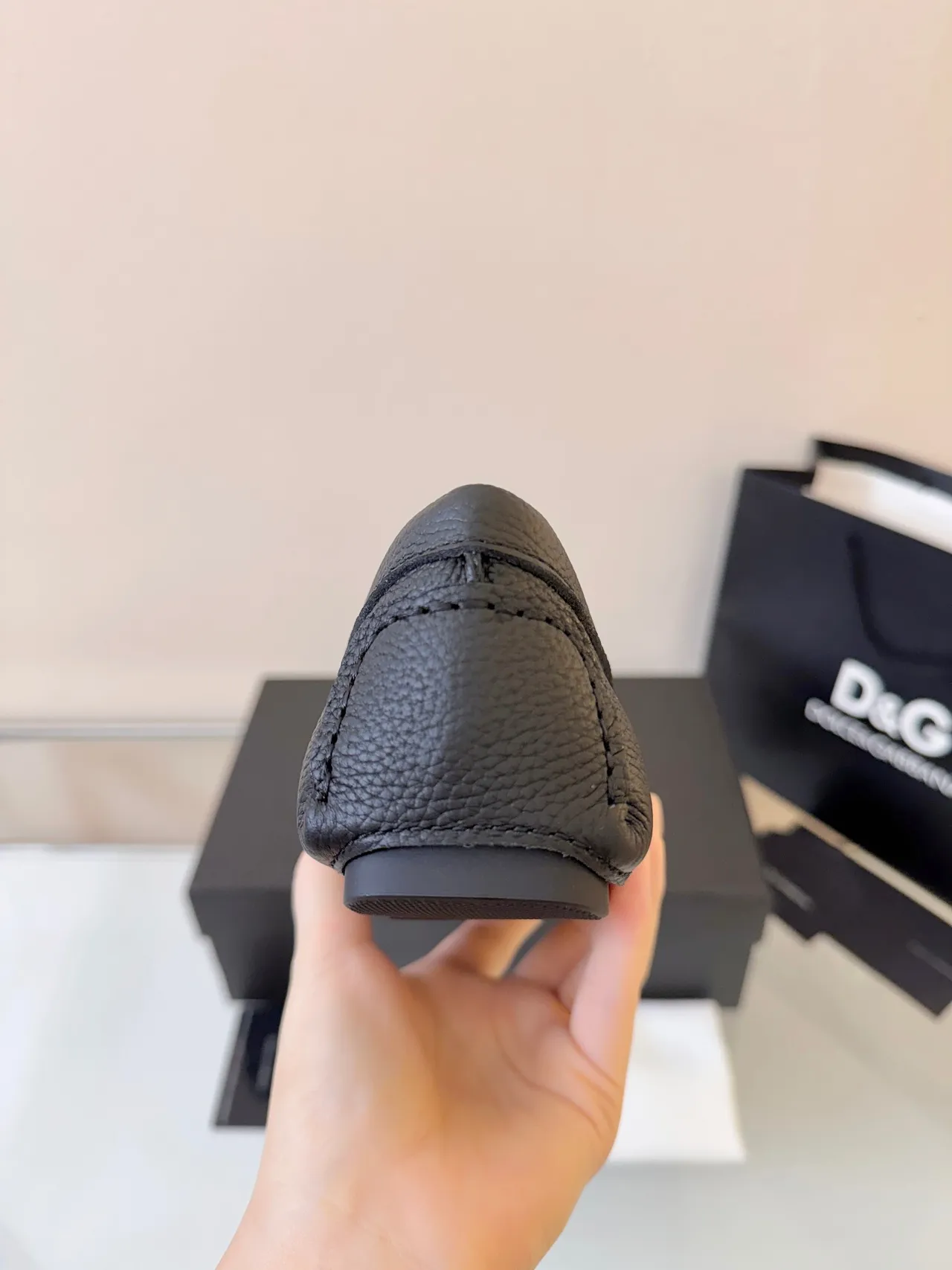 Dolce & Gabbana Portofino Black Pebbled Leather Penny Loafer