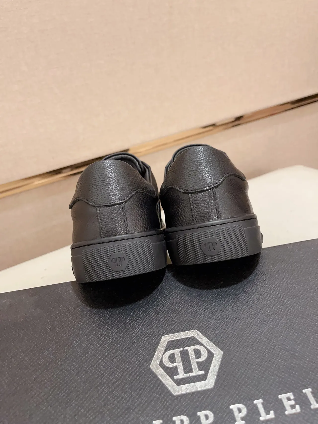 Philipp Plein Black Leather Lifestyle Sneakers