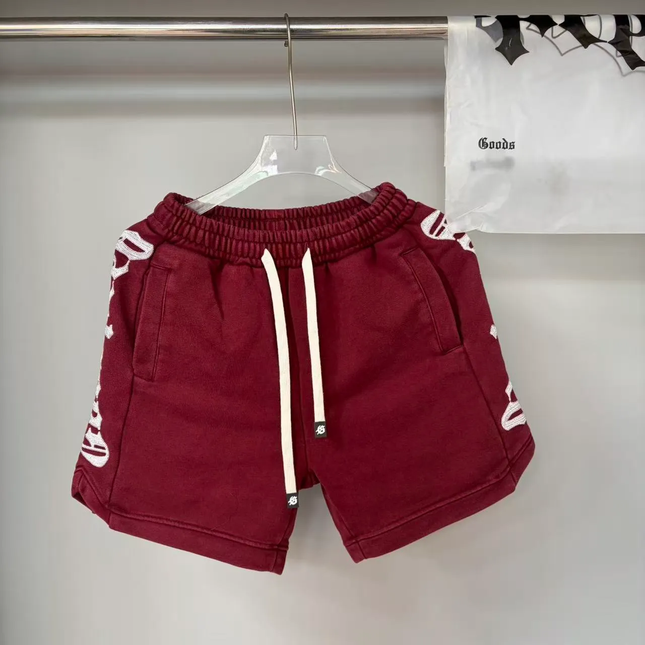 Maroon Graphic Print Elastic Waist Shorts