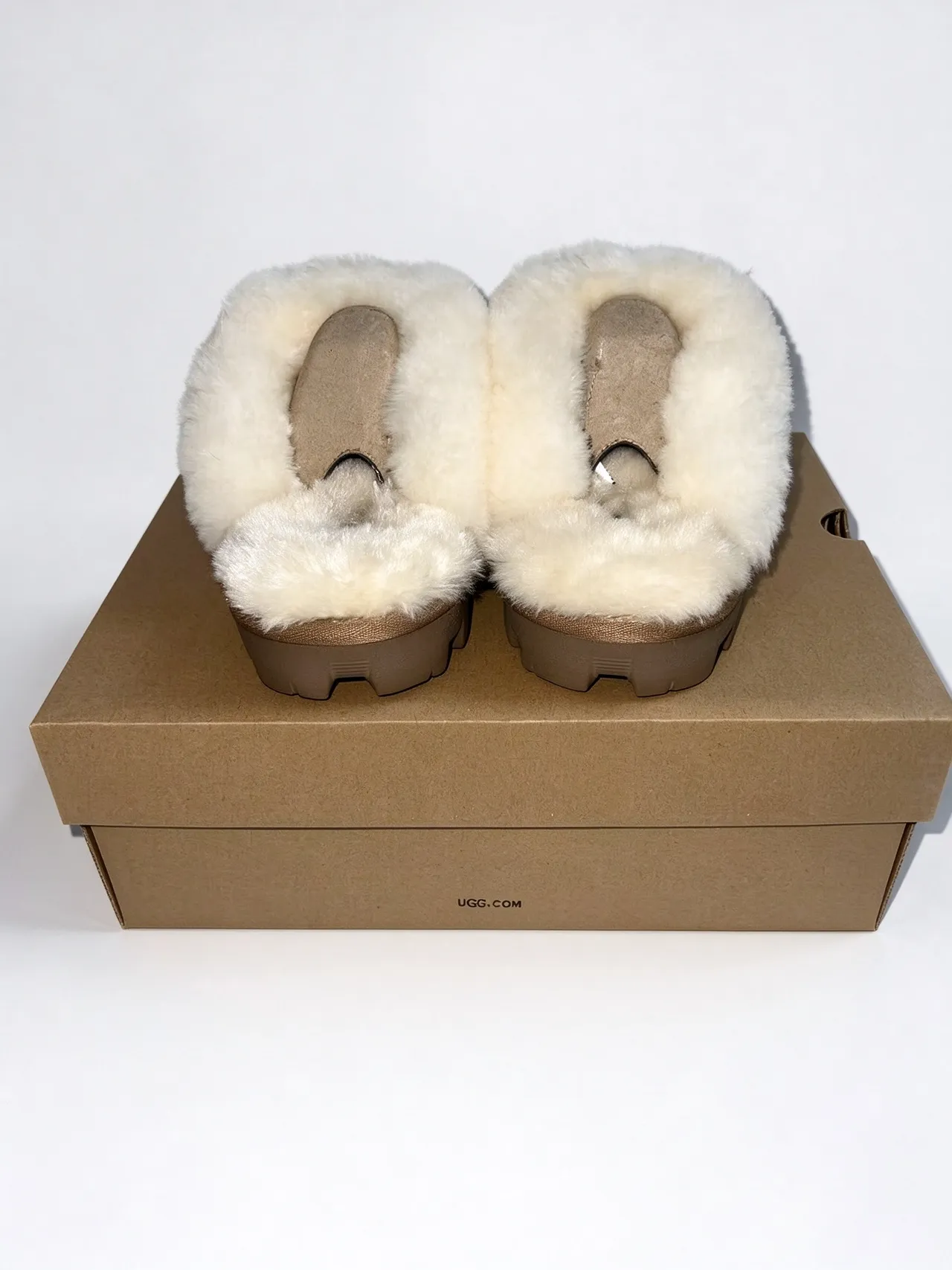 UGG Tasman Tan Suede Shearling-Lined Slippers