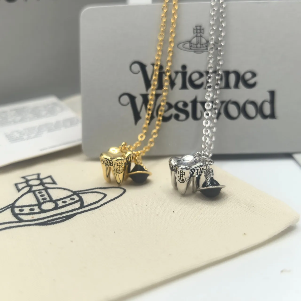 Vivienne Westwood Orb Shoe Charm Gold Silver Chain-Link High-Heeled Necklace