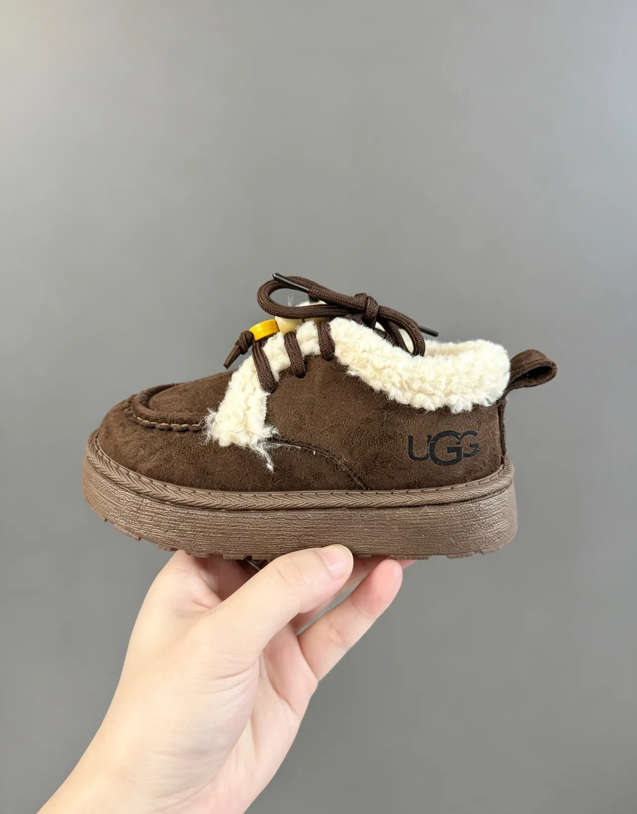 UGG Brown Beige Suede Upper Shearling Lining Snow Boots
