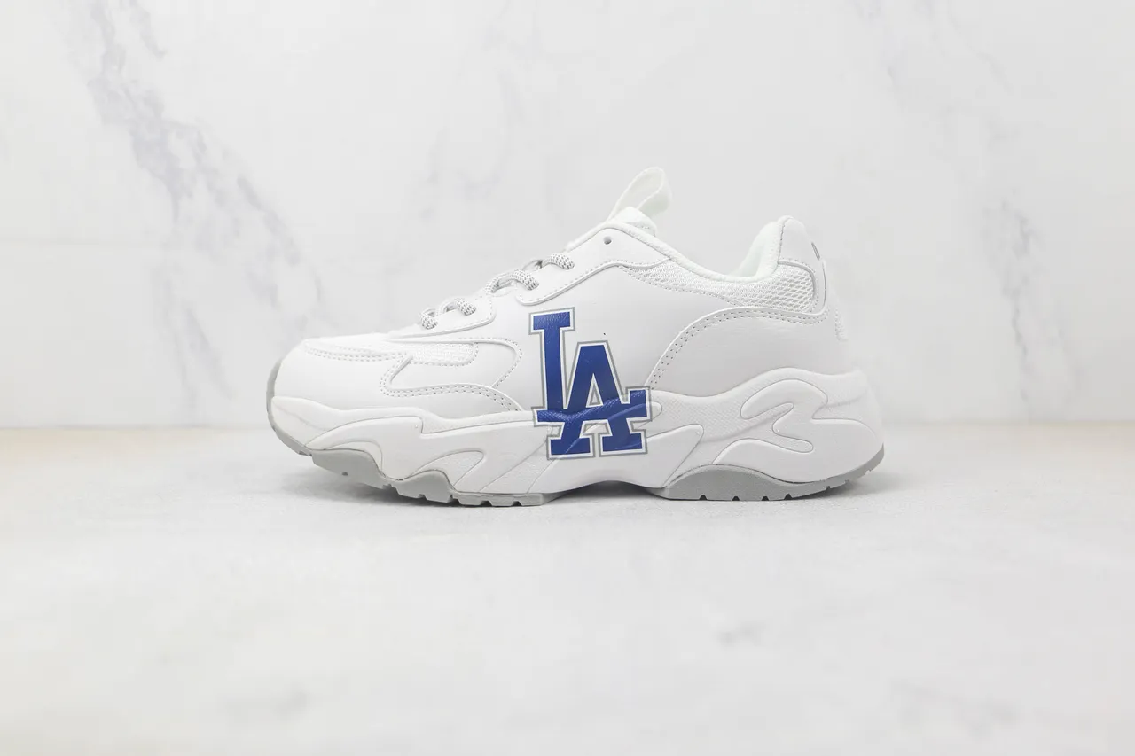 Mitchell & Ness White Blue Sole Team Logo Branding Chunky Sneakers