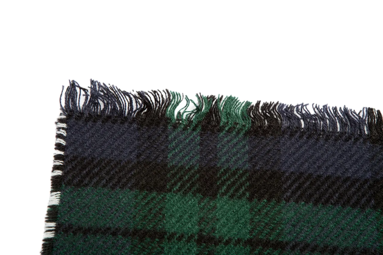 Green Black Plaid Pattern Wool-Like Texture Scarve