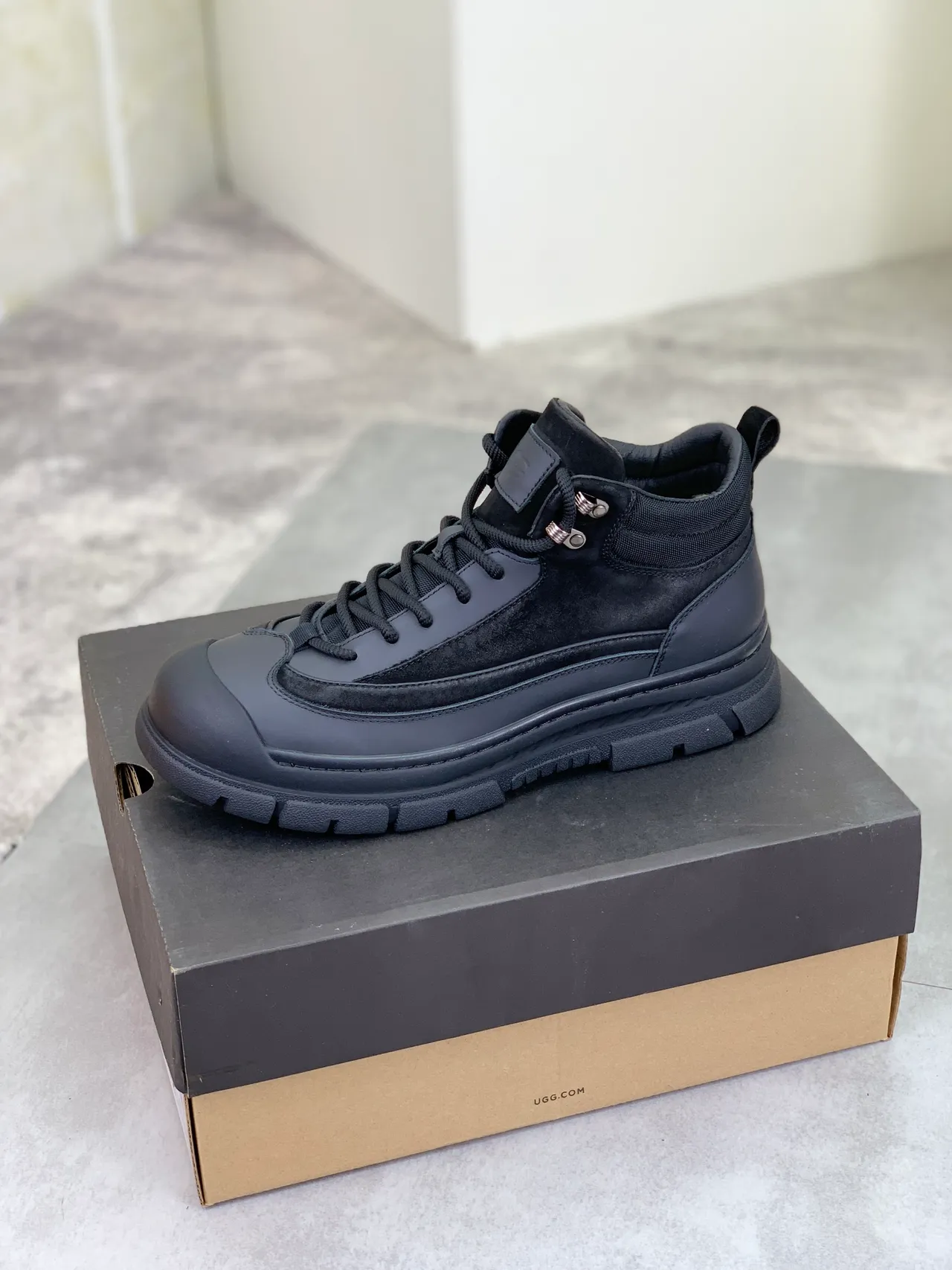 UGG Tasman Black White High-Top Lace-Up Snow Boots
