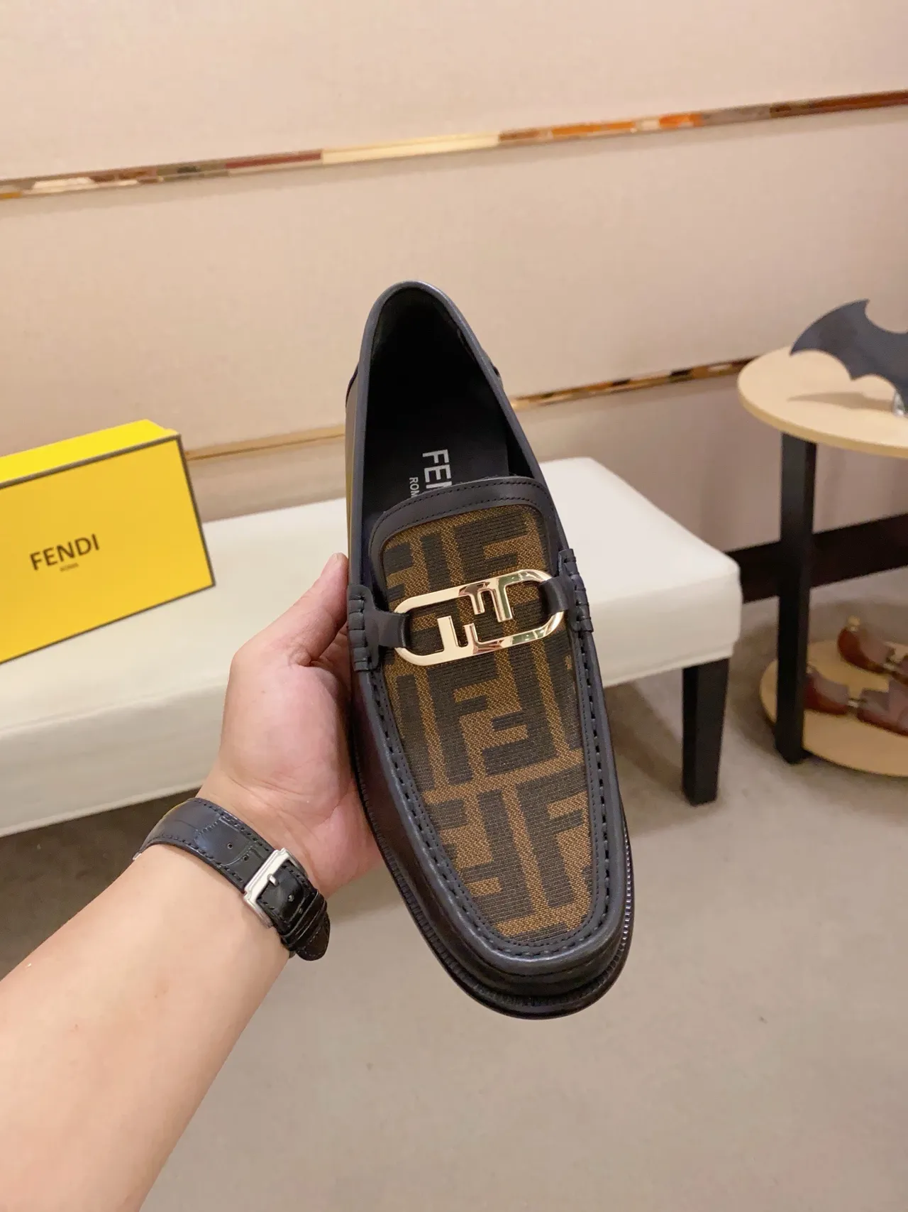 Fendi Horsebit 1955 Monogram Black Leather Loafer