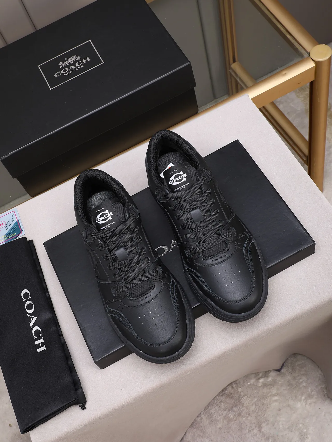 Coach Signature C All-Black Leather Lifestyle Sneakers