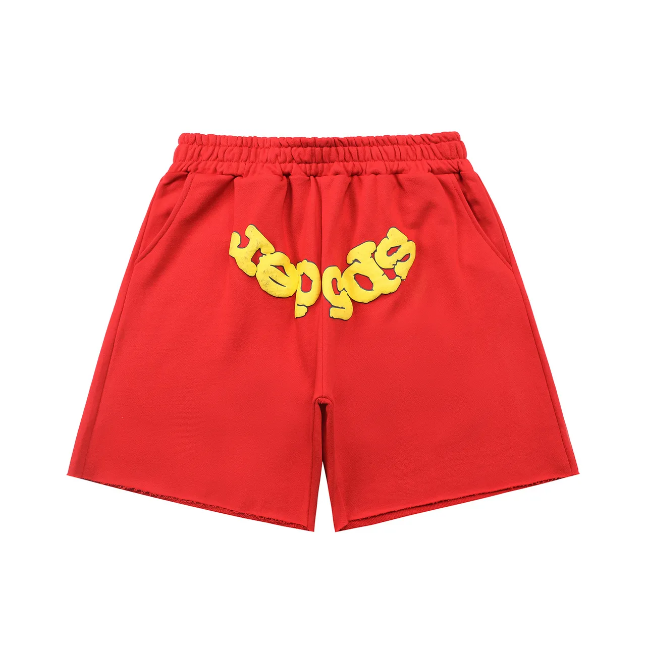 Black and Red Graphic Appliqué Elastic Waist Shorts