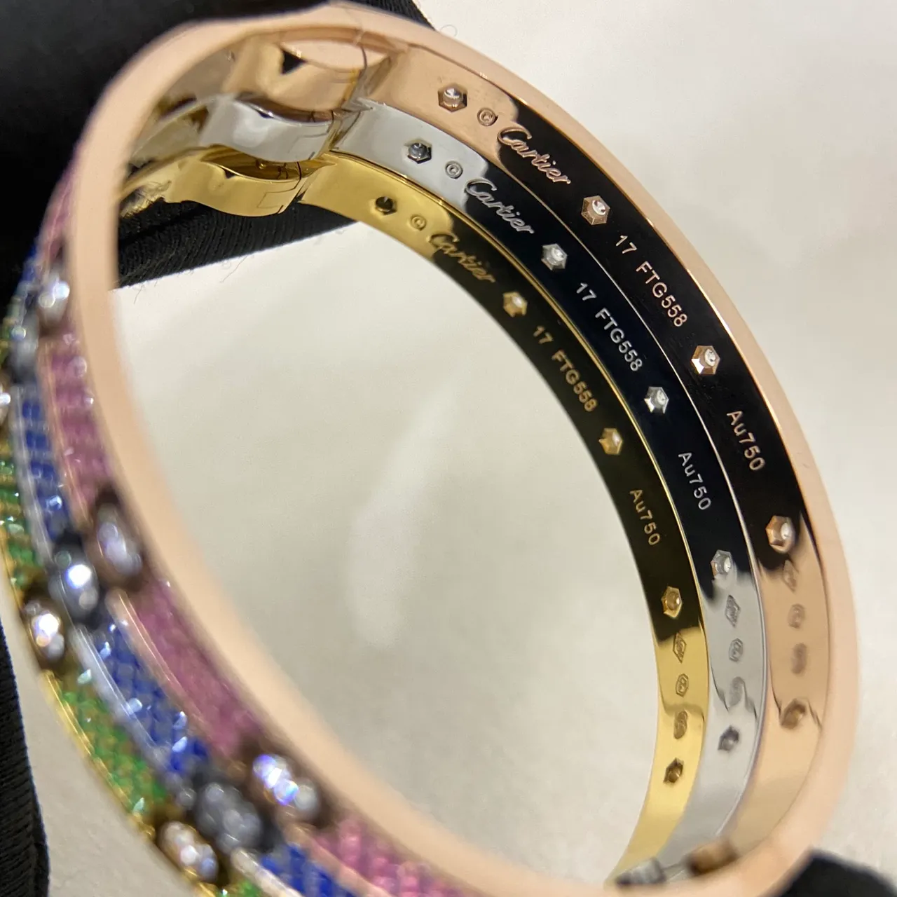 Cartier Juste un Clou Triple Stack Pavé Gemstone Bracelets