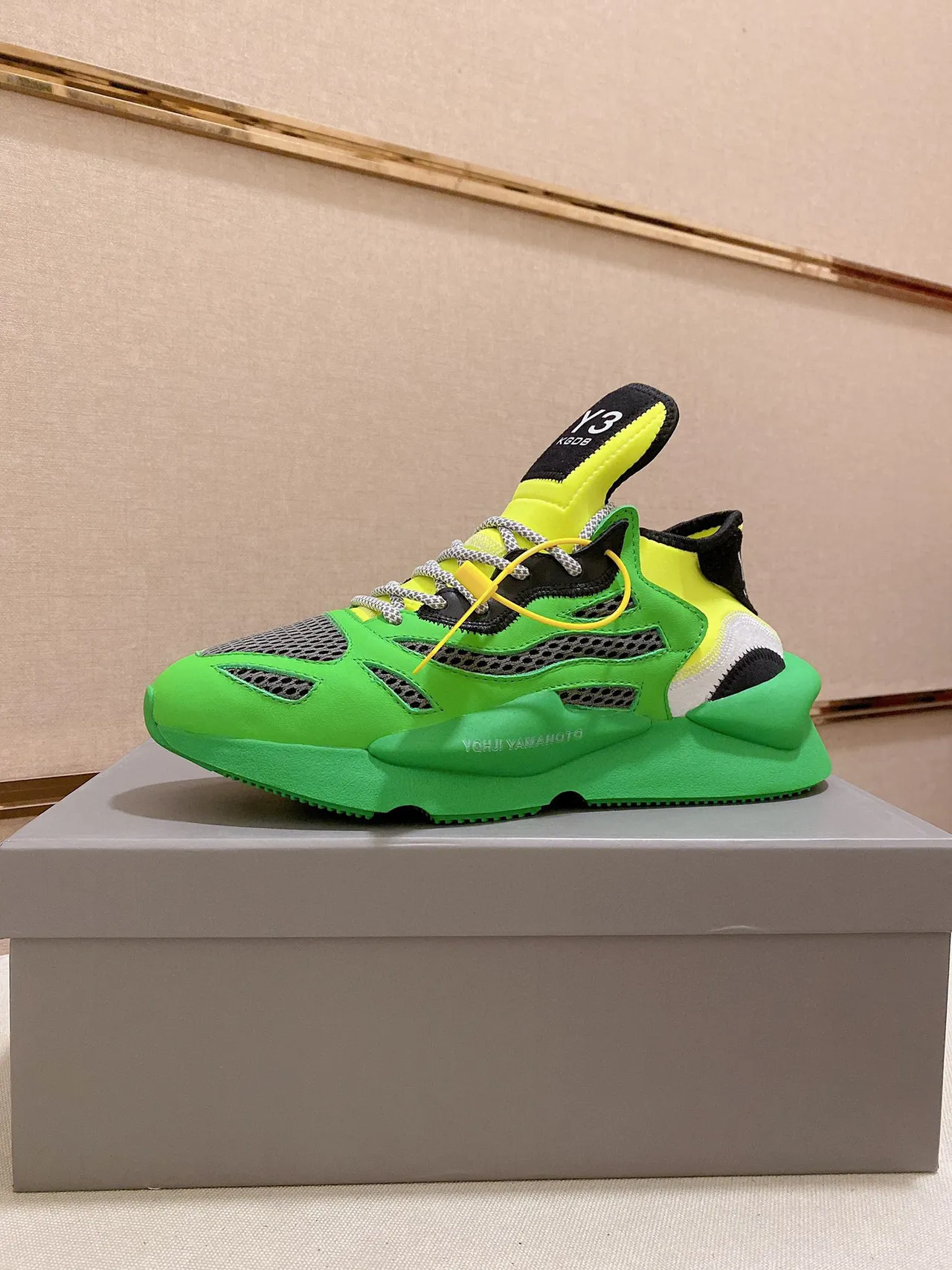 Y-3 Green Yellow Sculpted Sole Neon And Color Blocking Chunky Sneakers