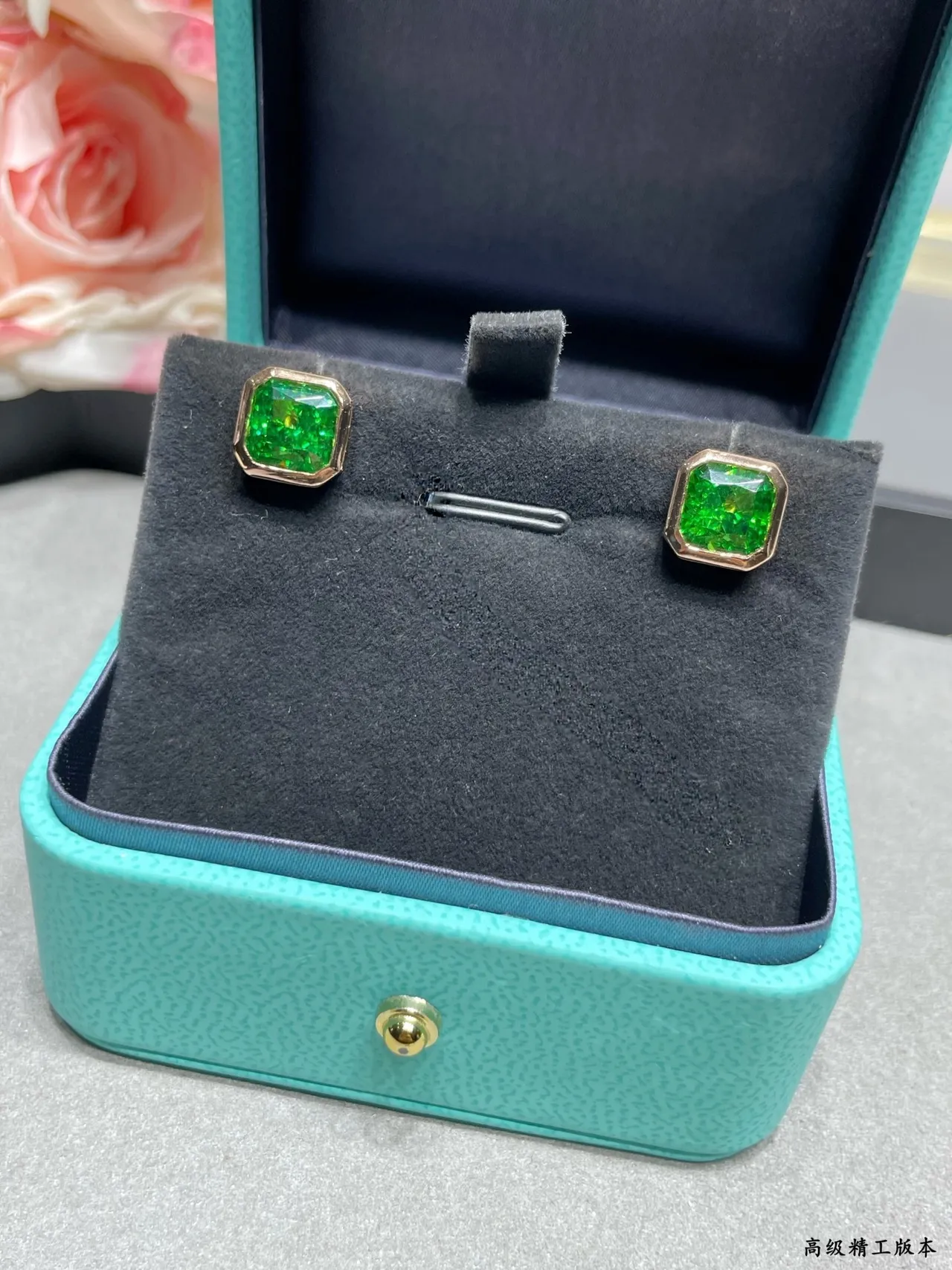 Tiffany & Co. Octagonal Green Gemstone Stud Earrings