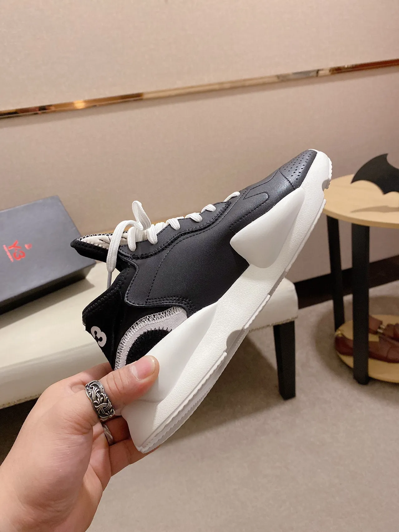 Y-3 Kaiwa Black and White Lifestyle Sneakers