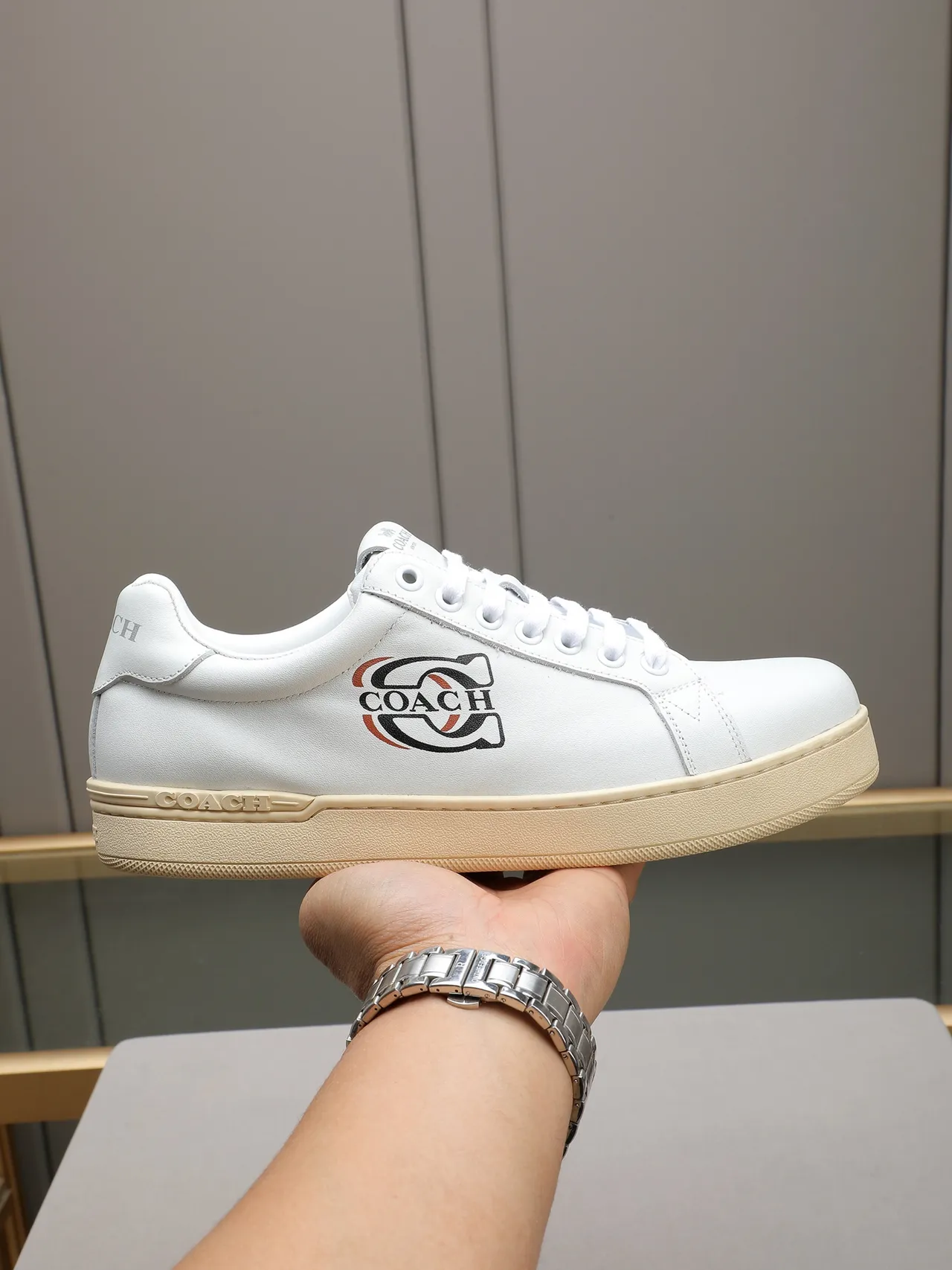 Coach Logo Leather Low-Top Lifestyle Sneakers