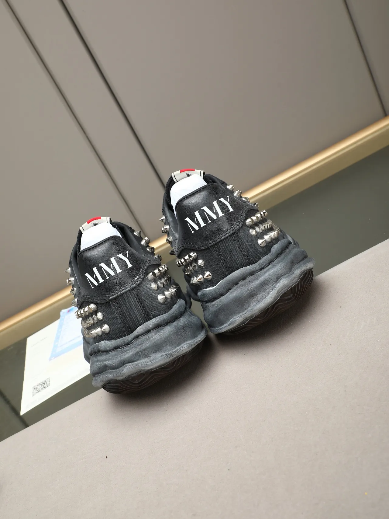 Maison Margiela MM6 Black Gray Studded Deconstructed Lifestyle Sneakers