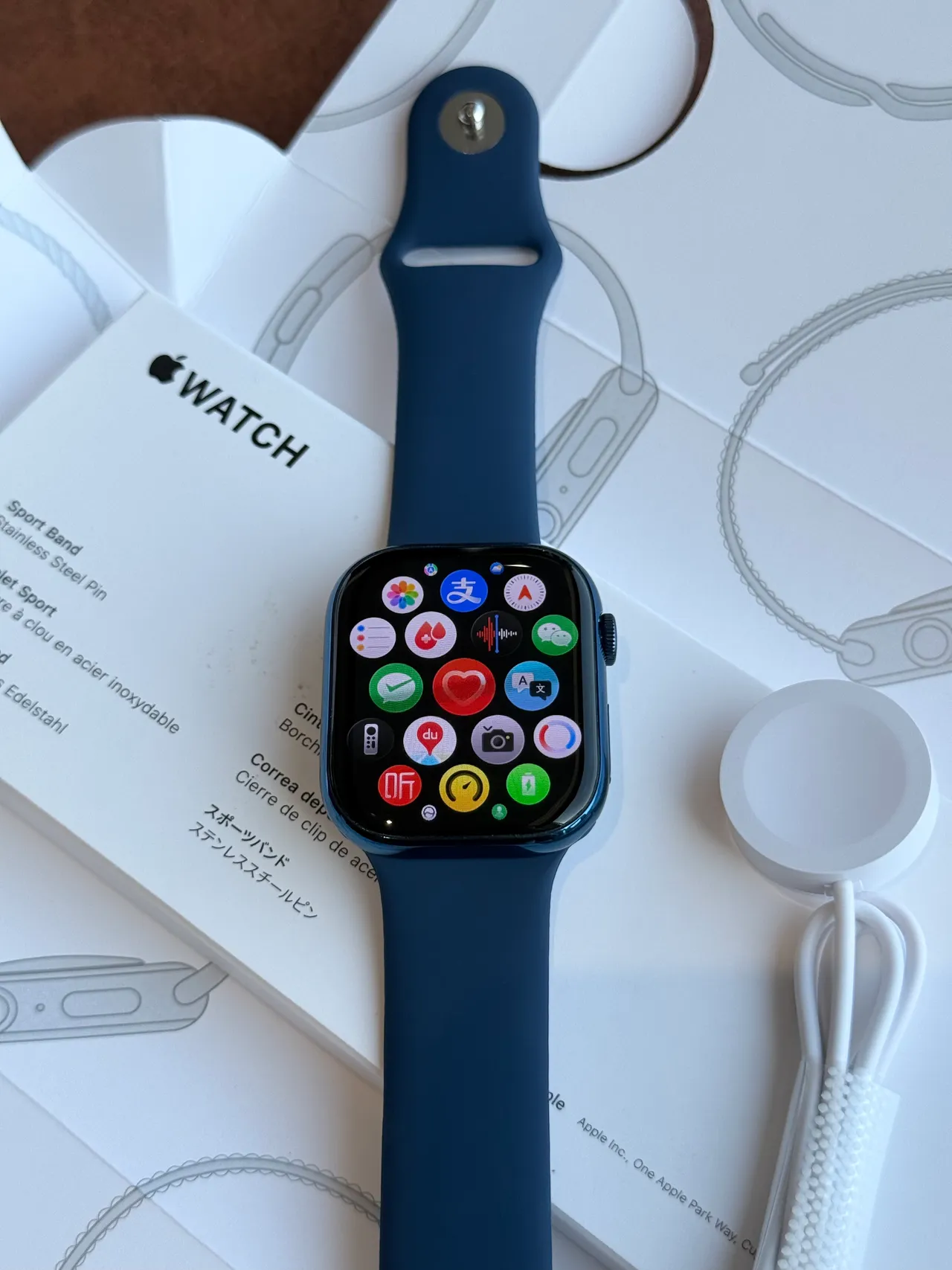 Apple Blue Black Square Case Flat Display Sports Watch